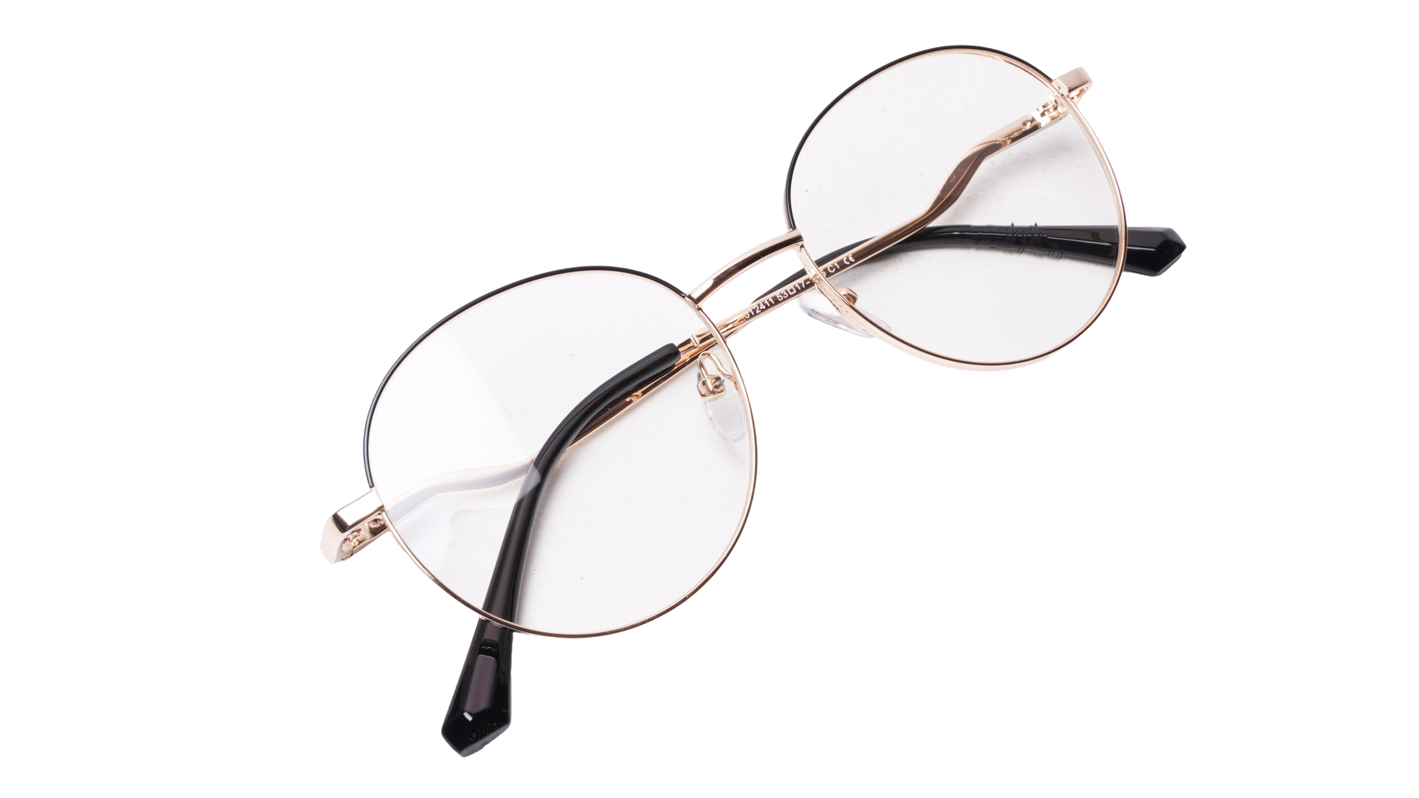 Soigné Unisex Medium Round Spectacle Frame.Gold&Black