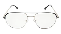 Soigné Unisex Aviator Spectacle Frame.Silver&Black Frame-Medium