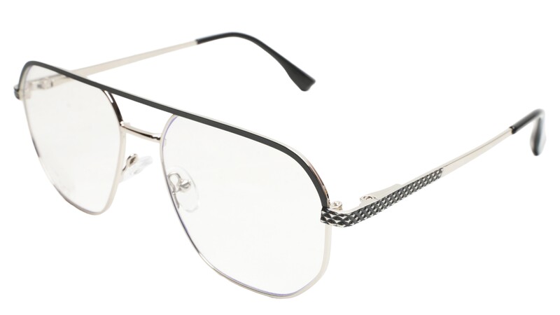 Soigné Unisex Aviator Spectacle Frame.Silver&Black Frame-Medium Soigné Unisex Aviator Spectacle Frame.Silver&Black Frame-Medium