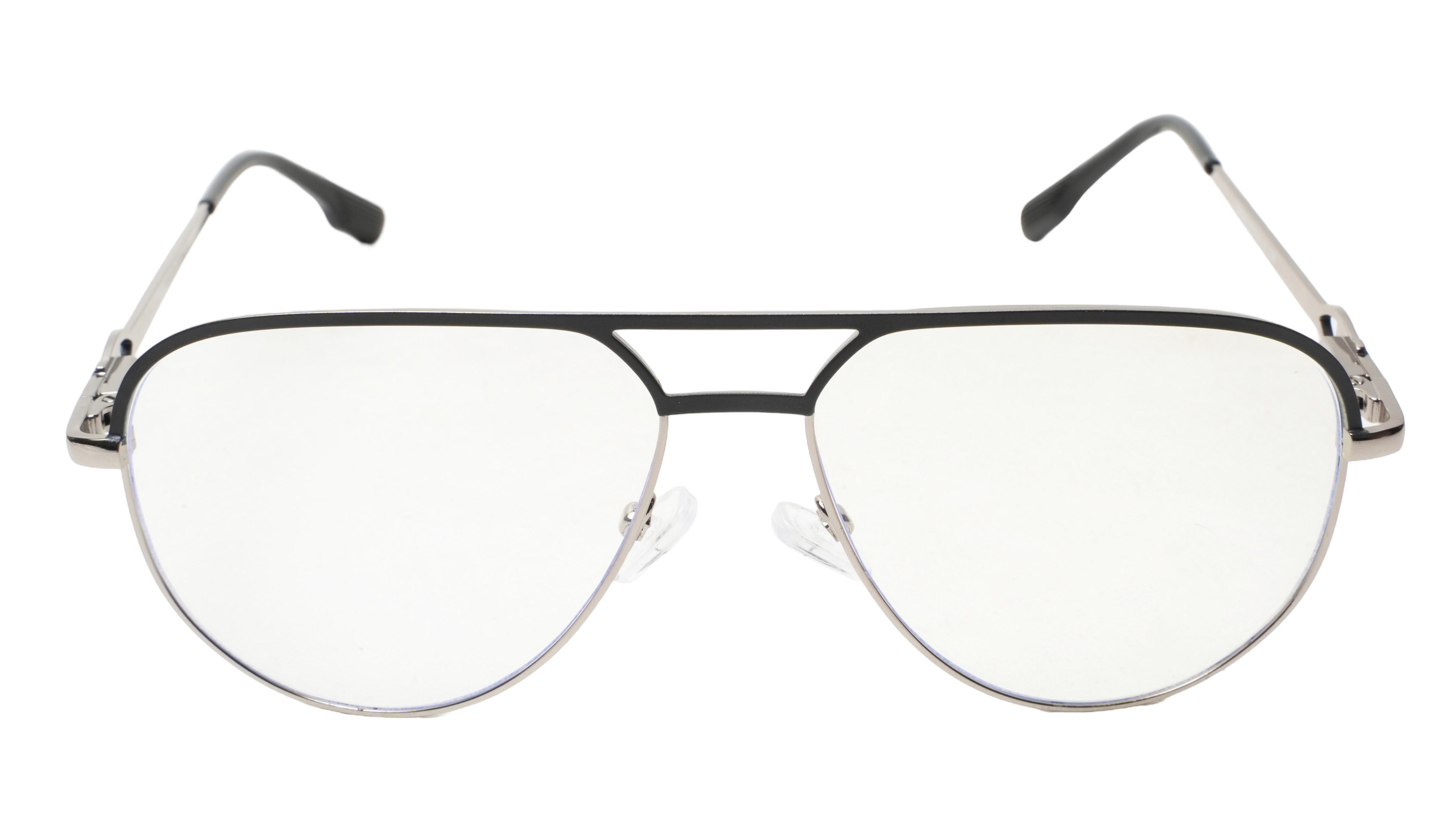 Soigné Unisex Aviator Spectacle Frame.Black&Silver Color-Large Soigné Unisex Aviator Spectacle Frame.Black&Silver Color-Large