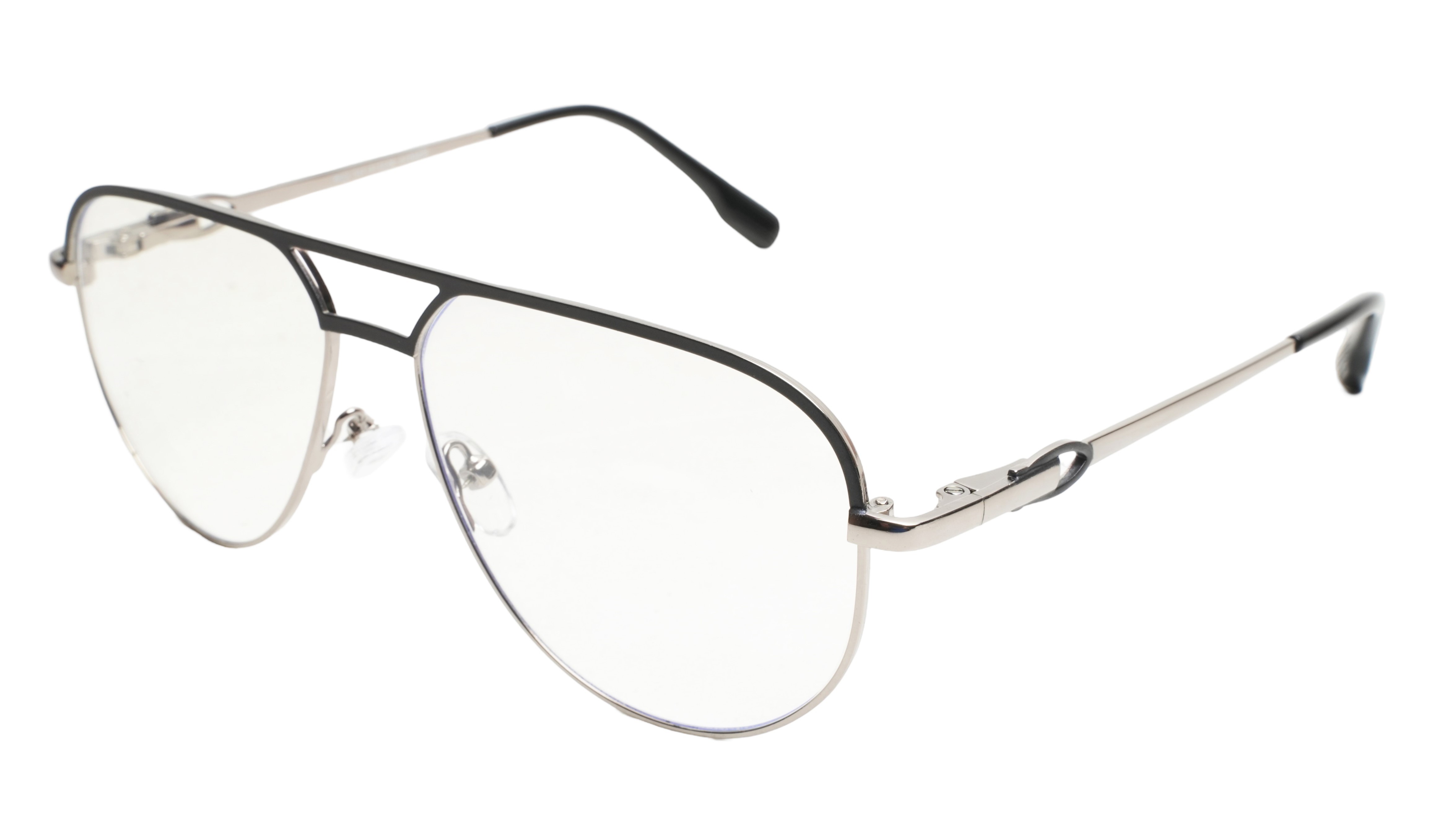 Soigné Unisex Aviator Spectacle Frame.Black&Silver Color-Large Soigné Unisex Aviator Spectacle Frame.Black&Silver Color-Large
