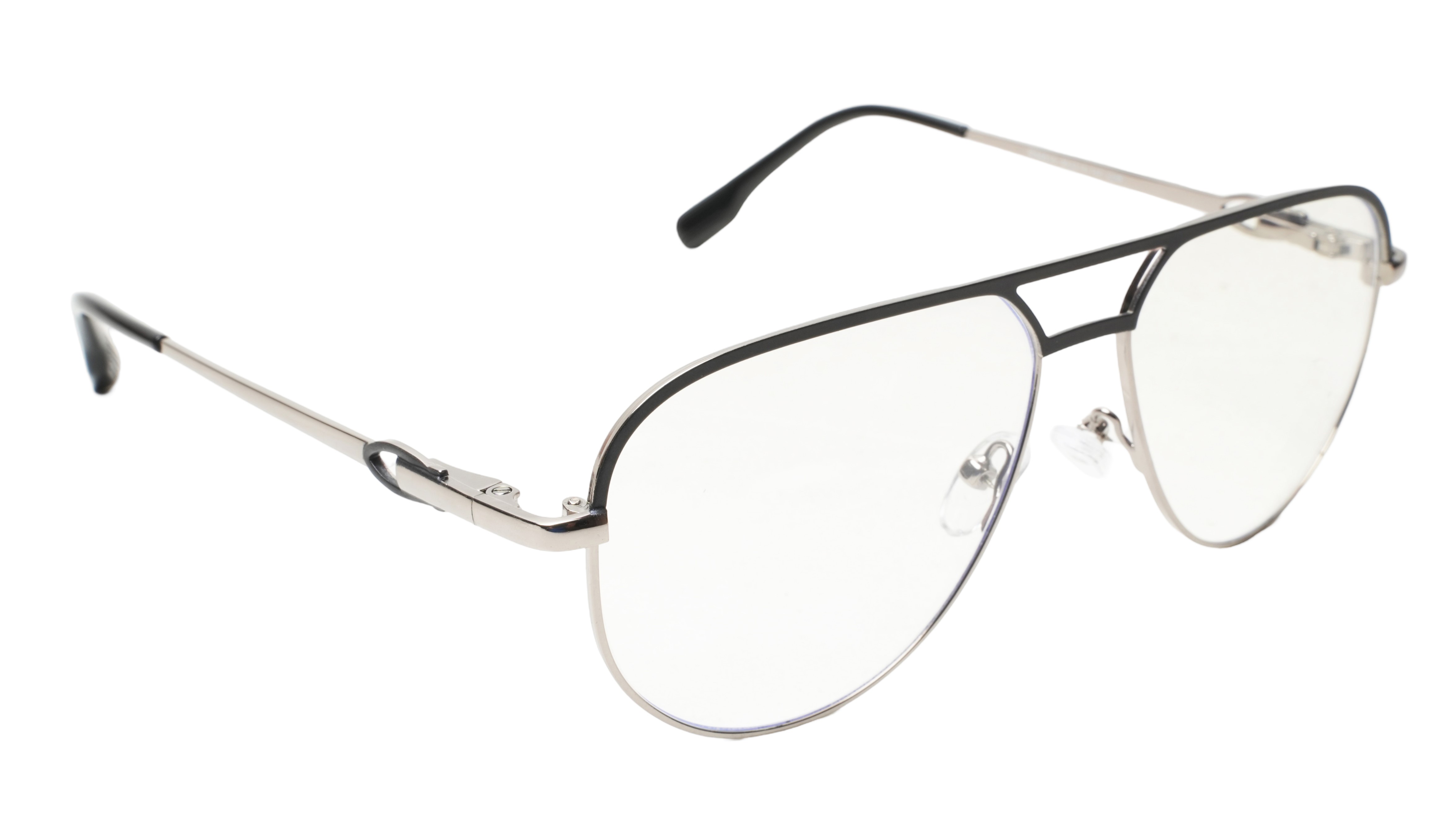 Soigné Unisex Aviator Spectacle Frame.Black&Silver Color-Large Soigné Unisex Aviator Spectacle Frame.Black&Silver Color-Large