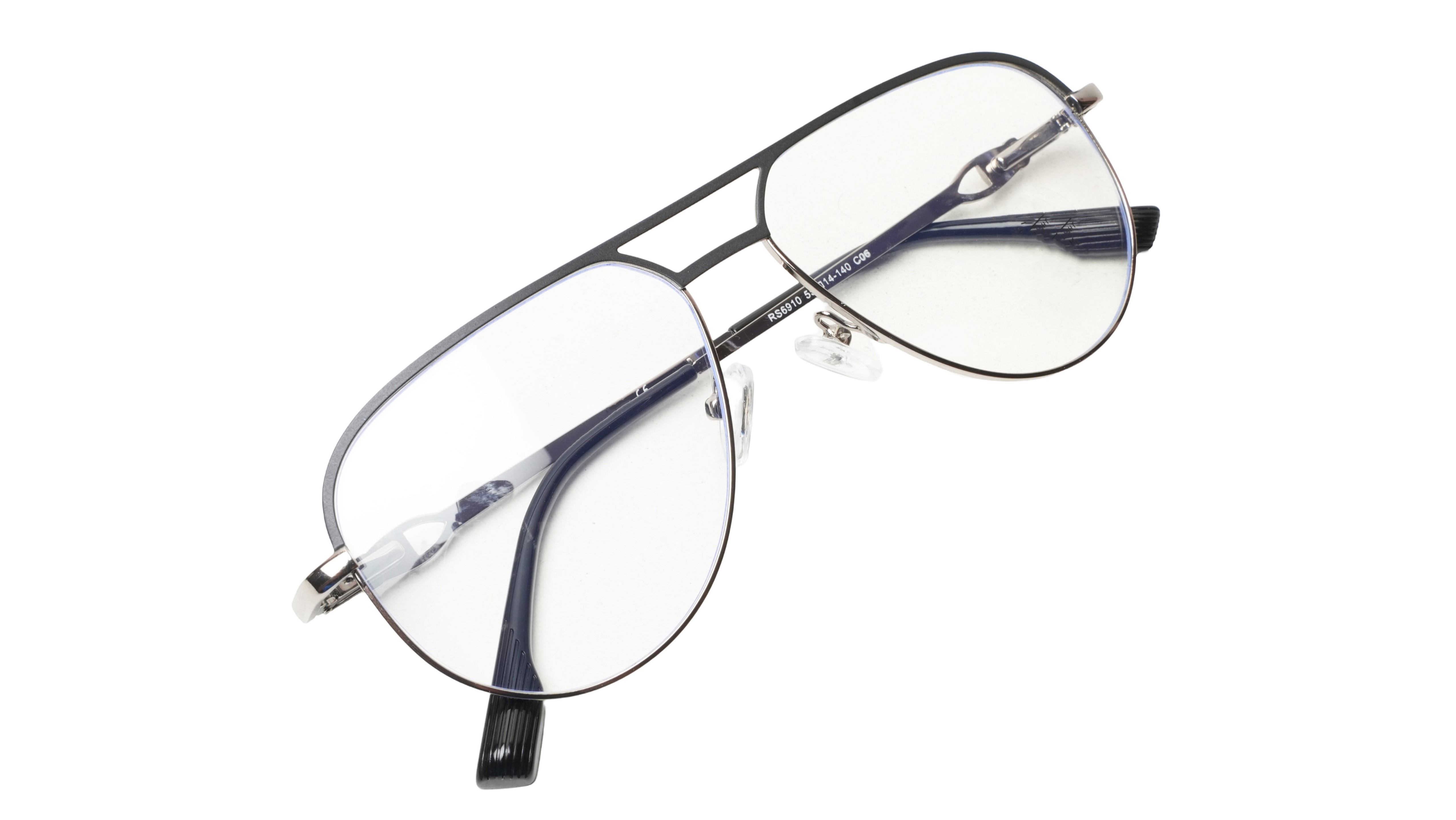 Soigné Unisex Aviator Spectacle Frame.Black&Silver Color-Large Soigné Unisex Aviator Spectacle Frame.Black&Silver Color-Large