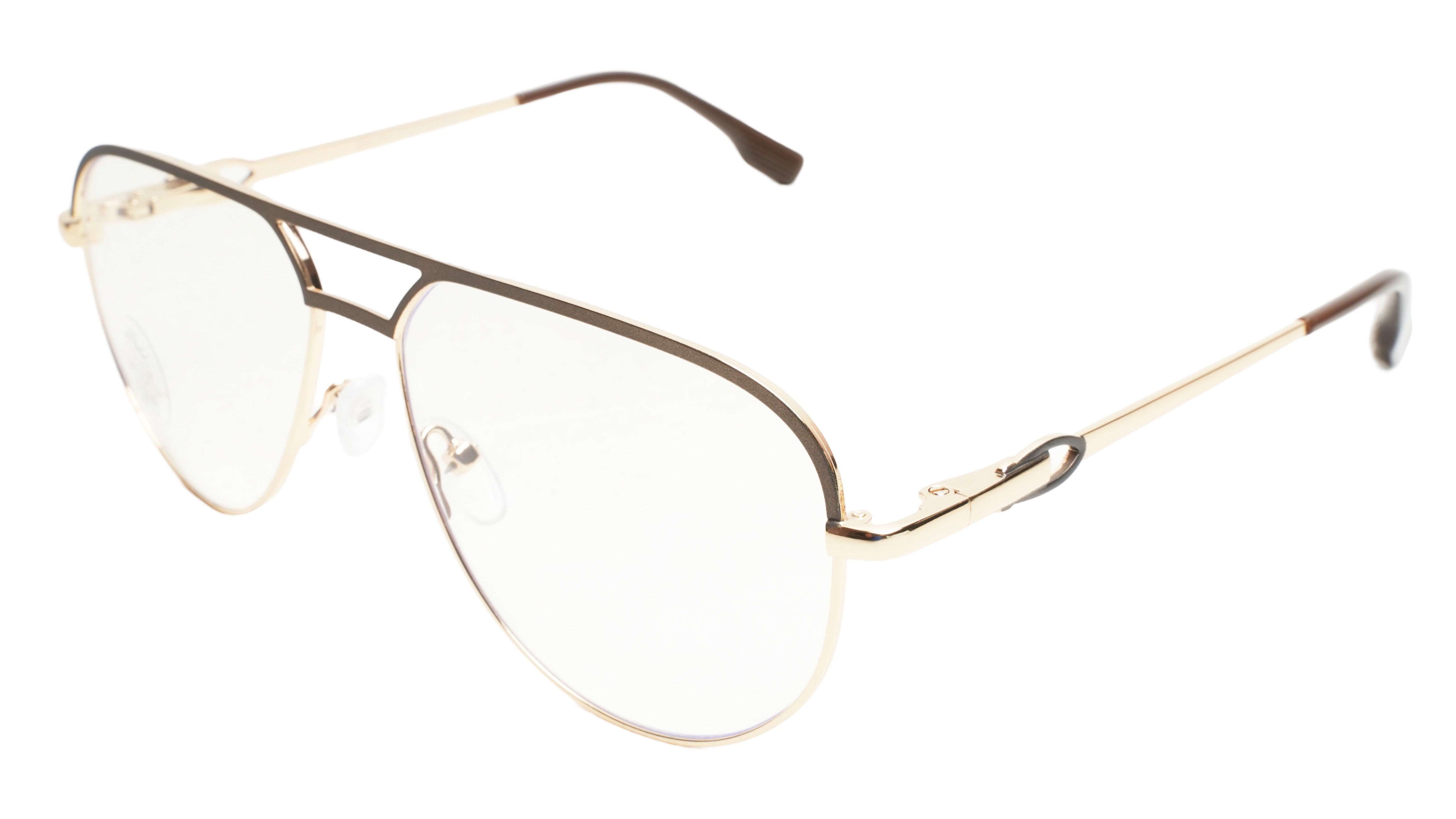 Soigné Unisex Aviator Spectacle Frame.Brown&Gold-Large