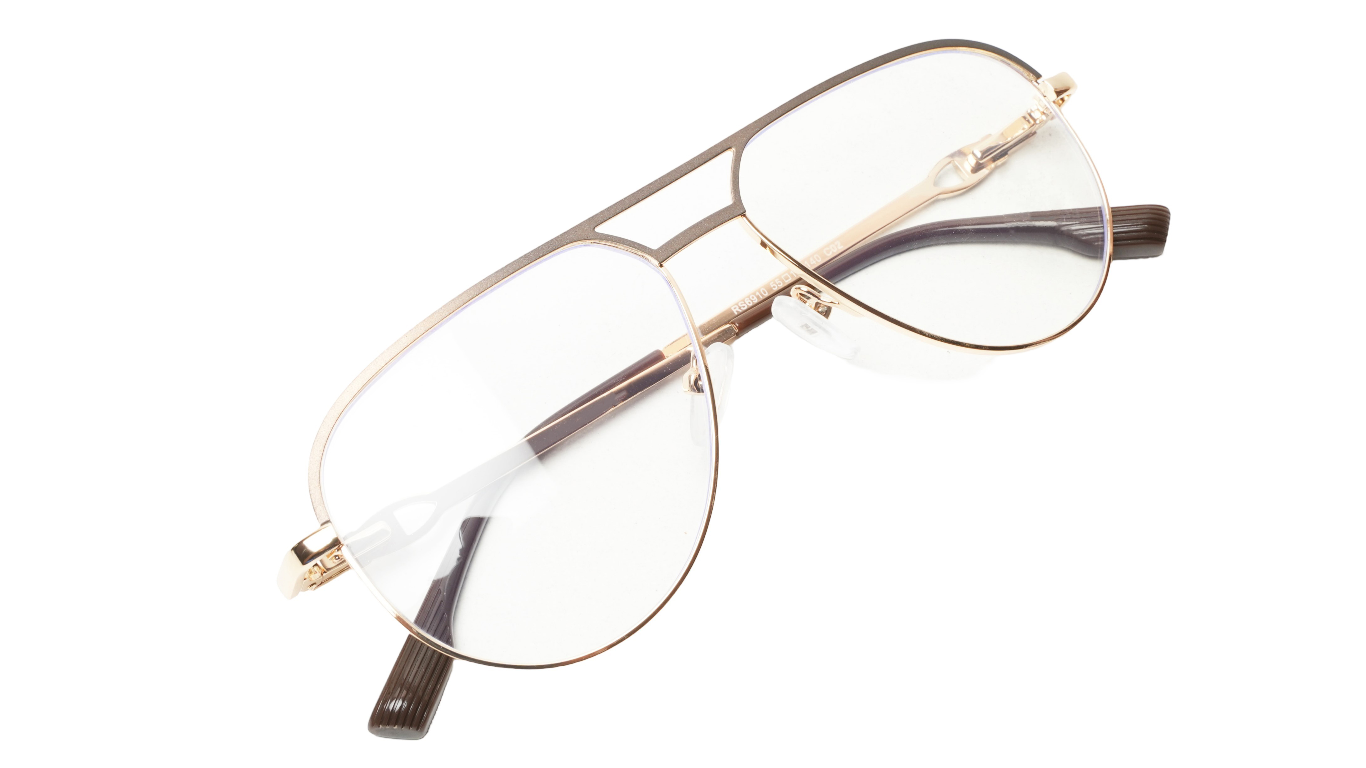 Soigné Unisex Aviator Spectacle Frame.Brown&Gold-Large