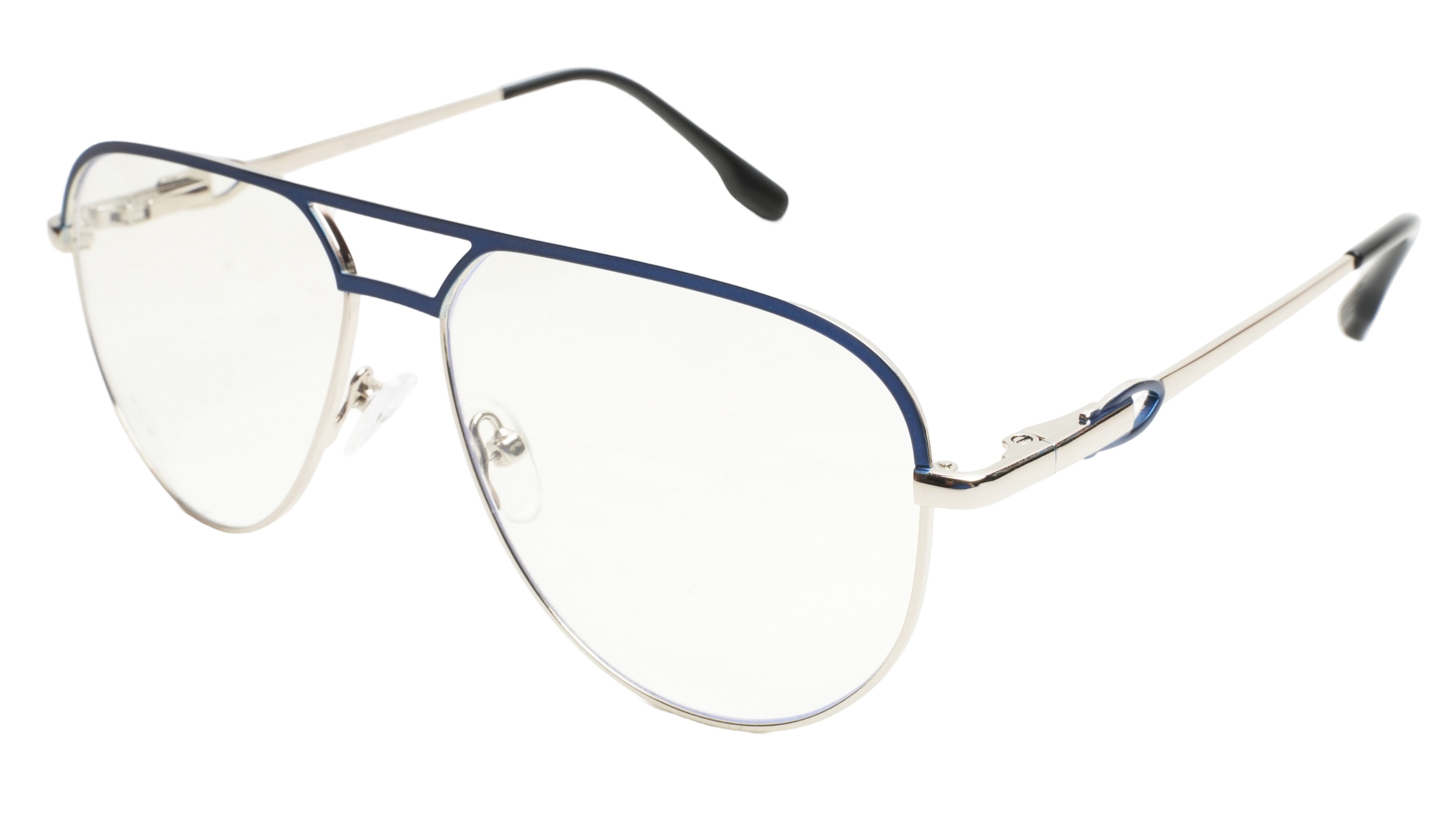 Soigné Unisex Aviator Spectacle Frame.Silver&Blue-Large Soigné Unisex Aviator Spectacle Frame.Silver&Blue-Large