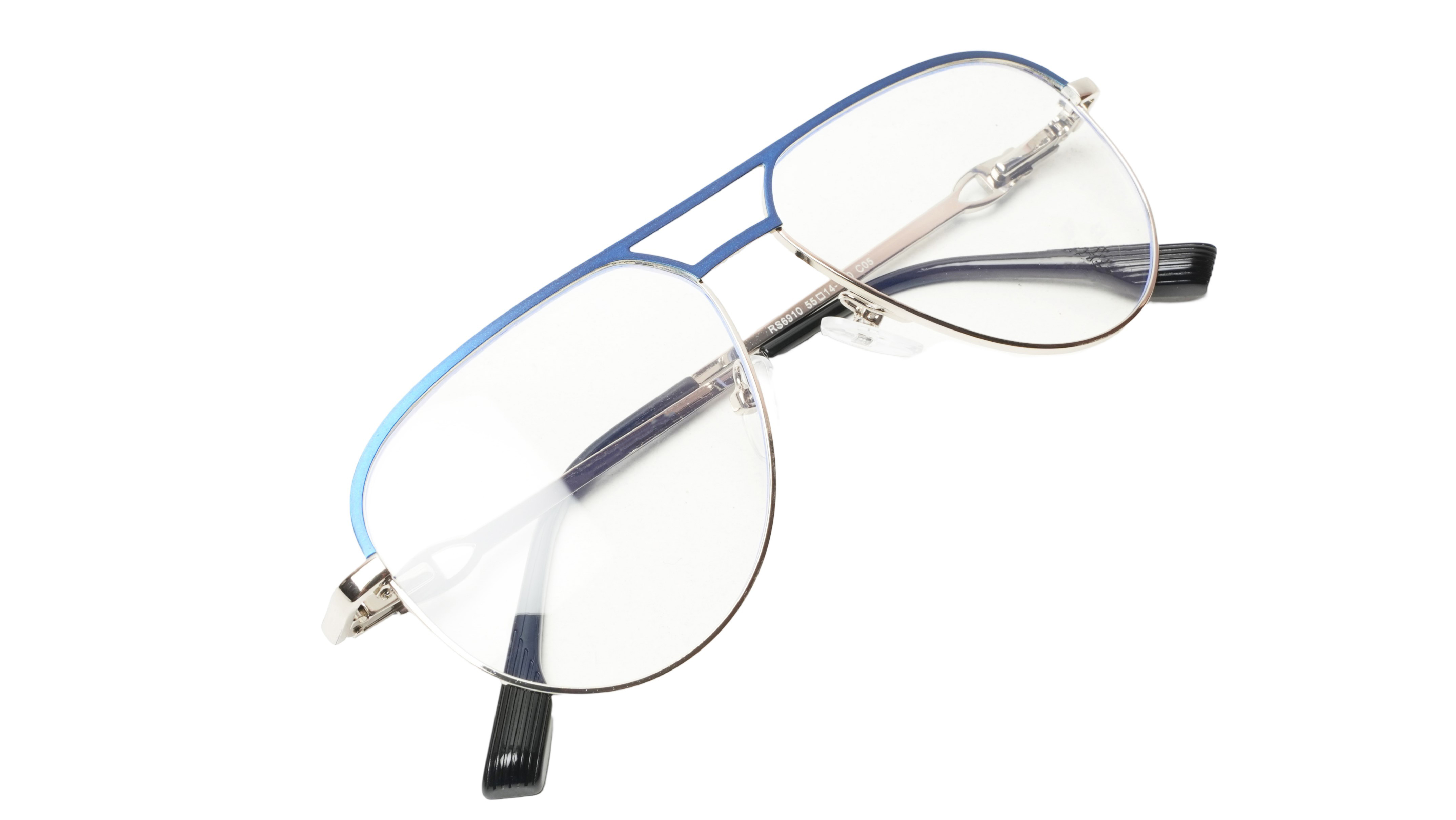 Soigné Unisex Aviator Spectacle Frame.Silver&Blue-Large Soigné Unisex Aviator Spectacle Frame.Silver&Blue-Large