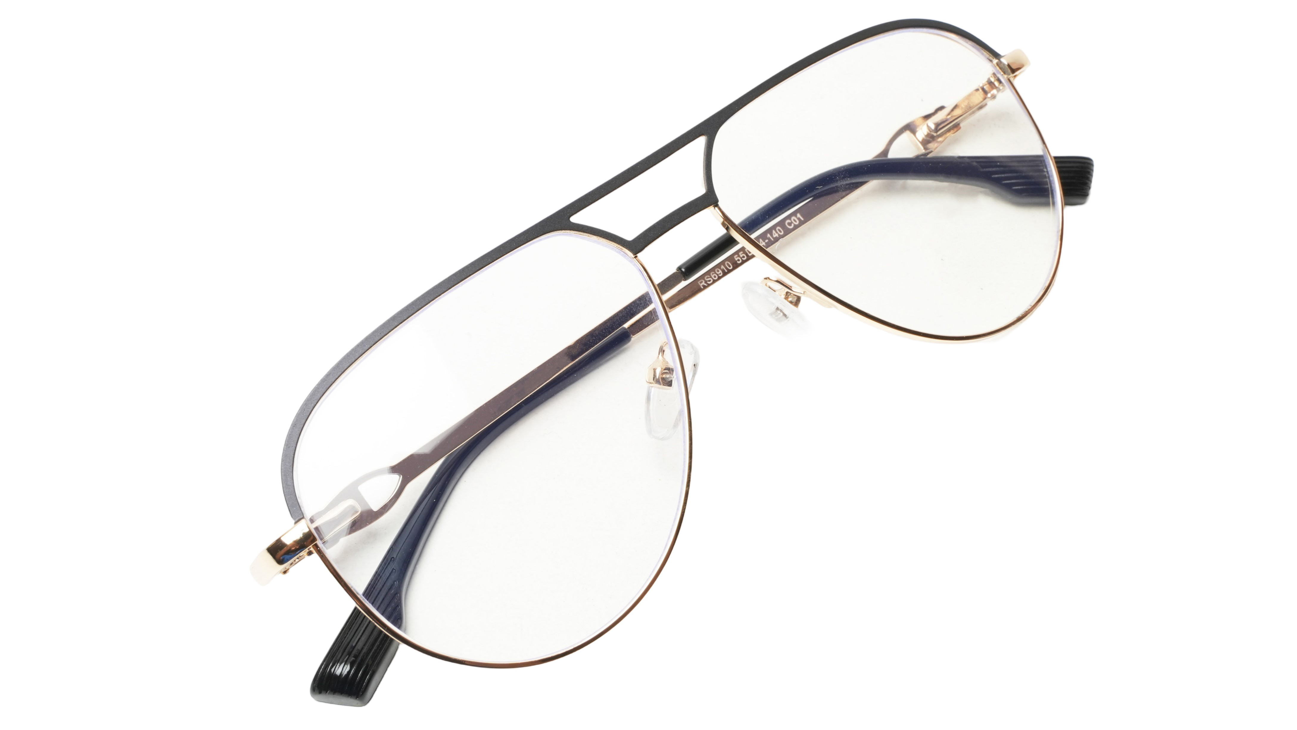Soigné Unisex Aviator Spectacle Frame.Golden&Black-Large