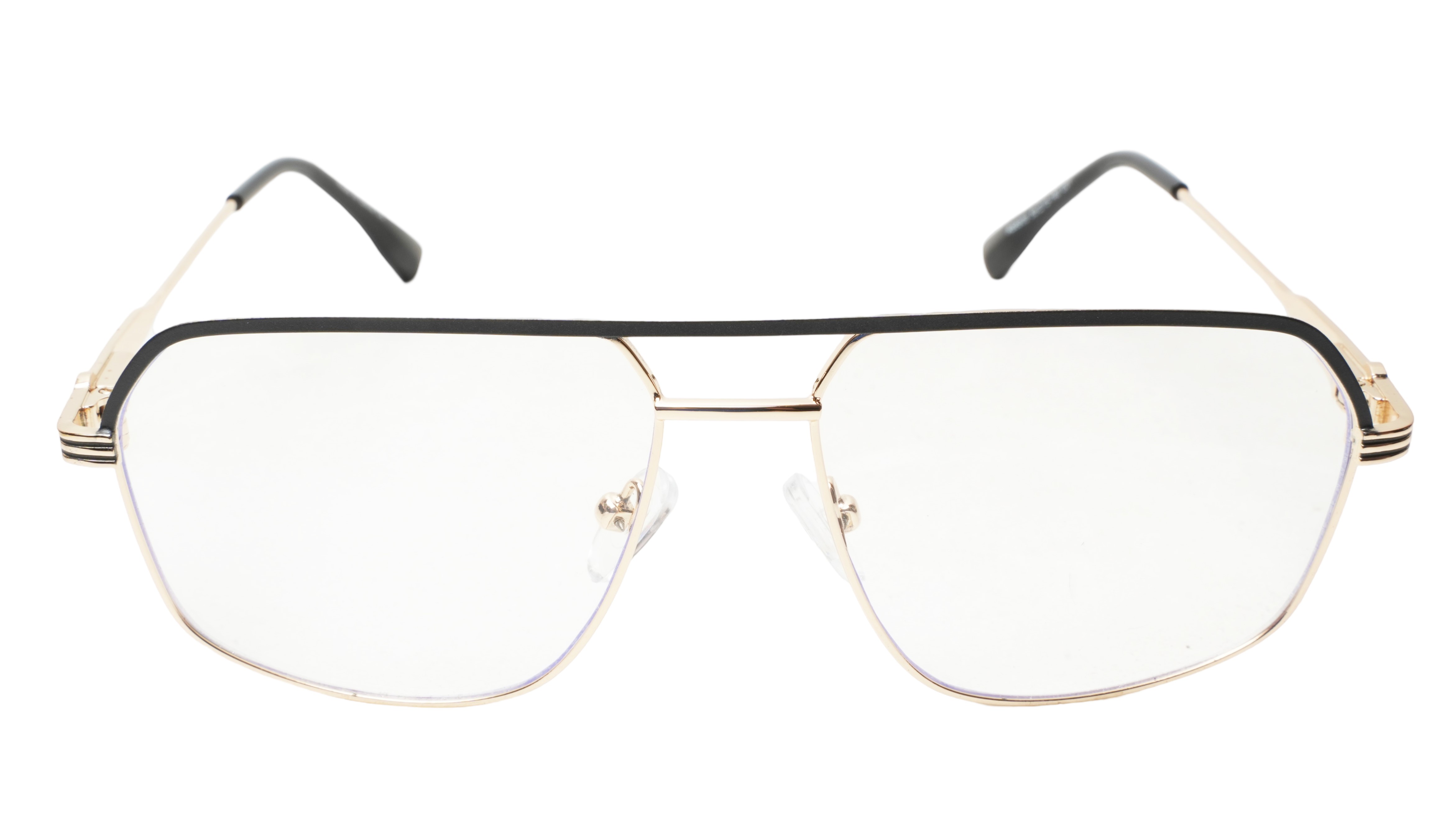 Soigné Unisex Rectangular Spectacle Frame.Gold&Black-Medium
