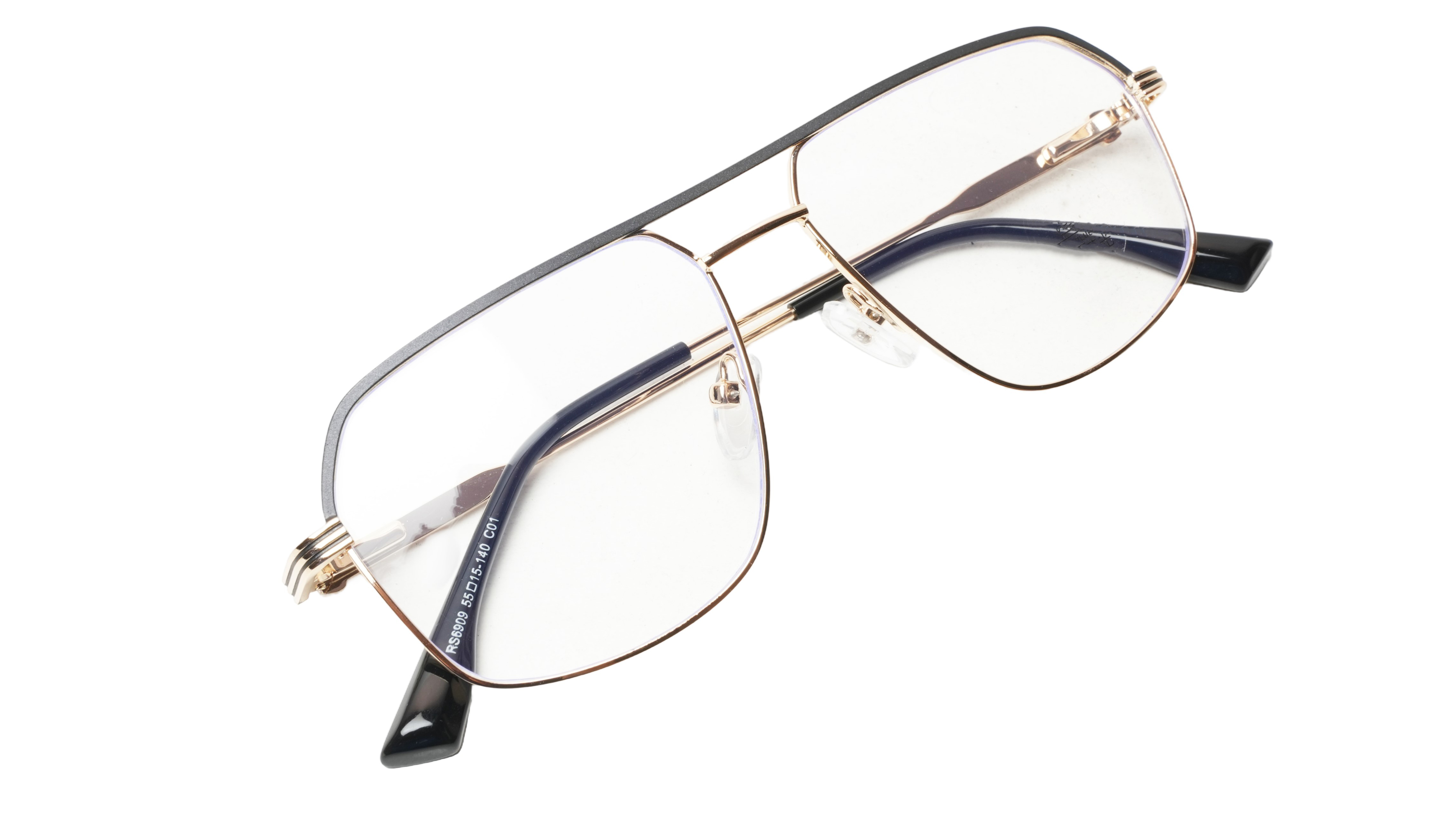 Soigné Unisex Rectangular Spectacle Frame.Gold&Black-Medium Soigné Unisex Rectangular Spectacle Frame.Gold&Black-Medium