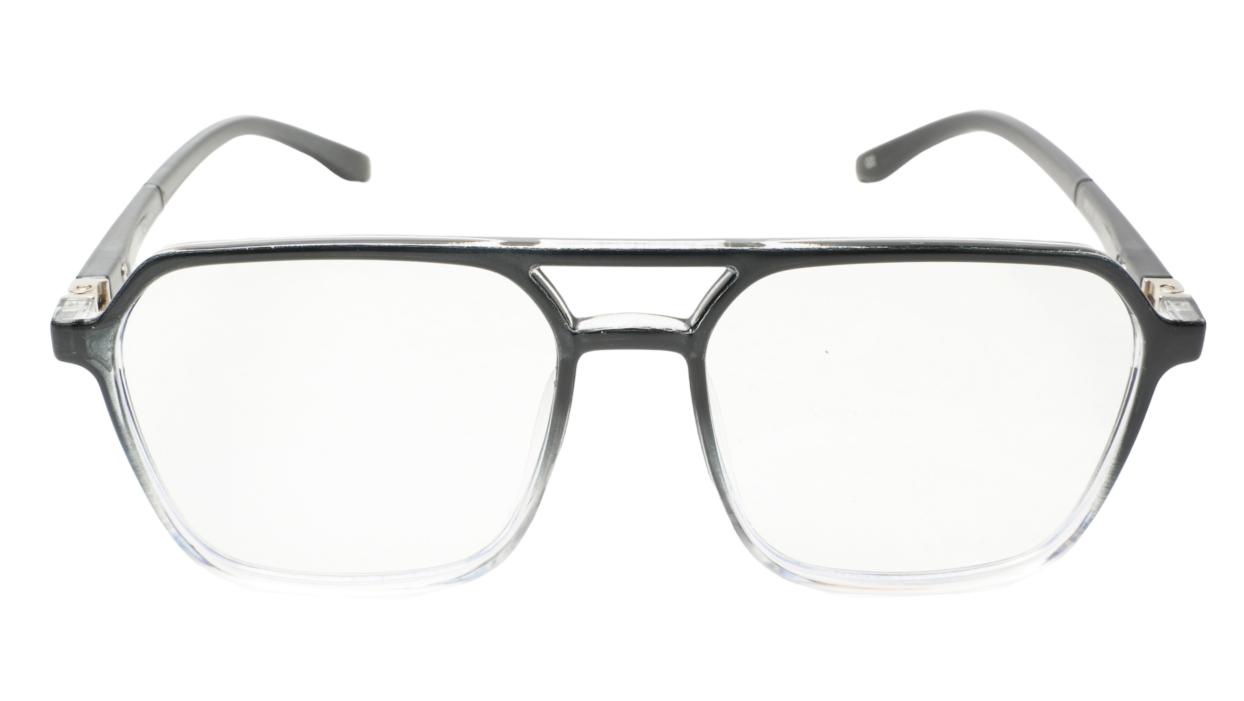 Soigné Unisex Oversized Square Spectacle Frame.Black&Transparent Frame