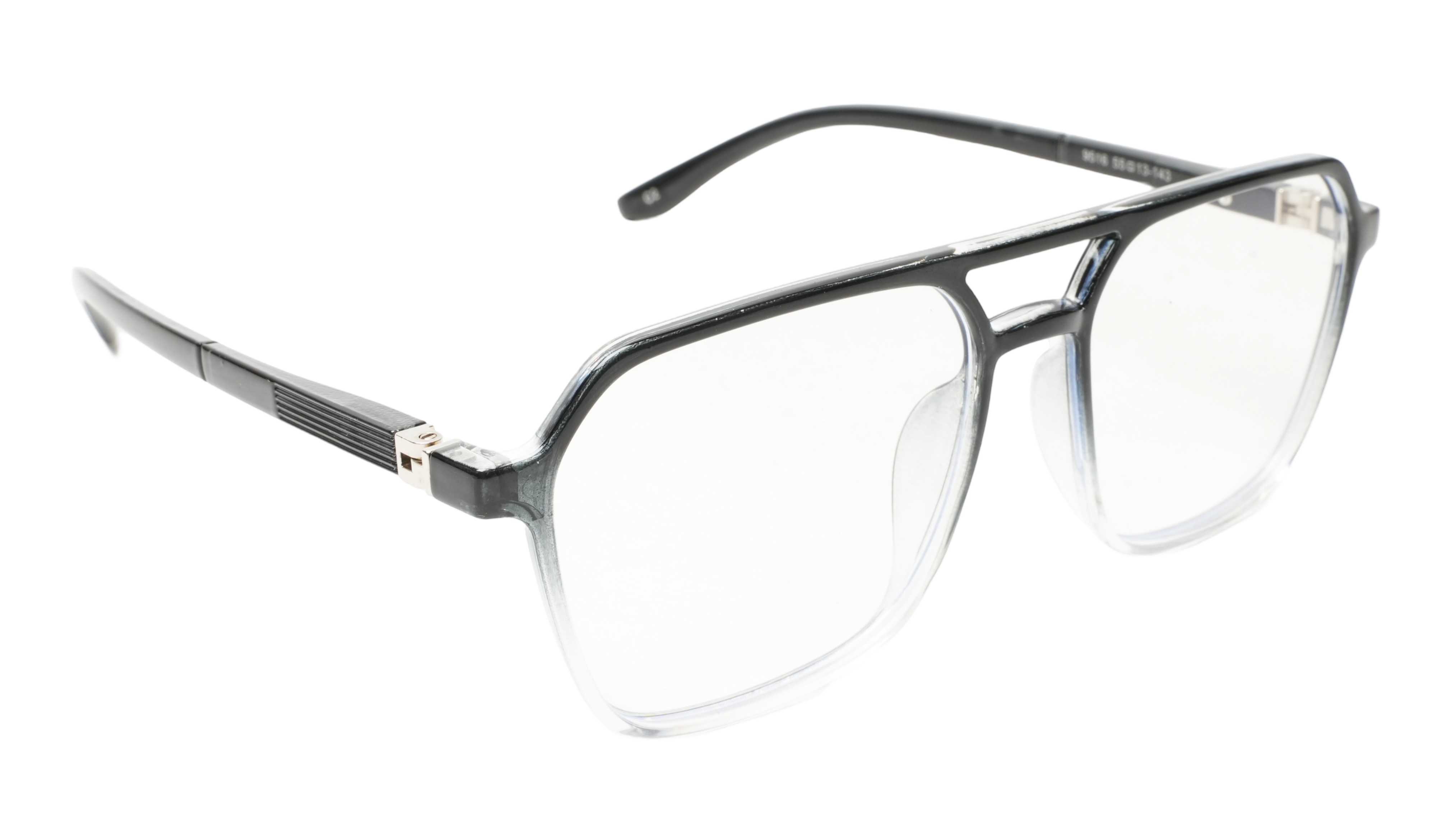 Soigné Unisex Oversized Square Spectacle Frame.Black&Transparent Frame
