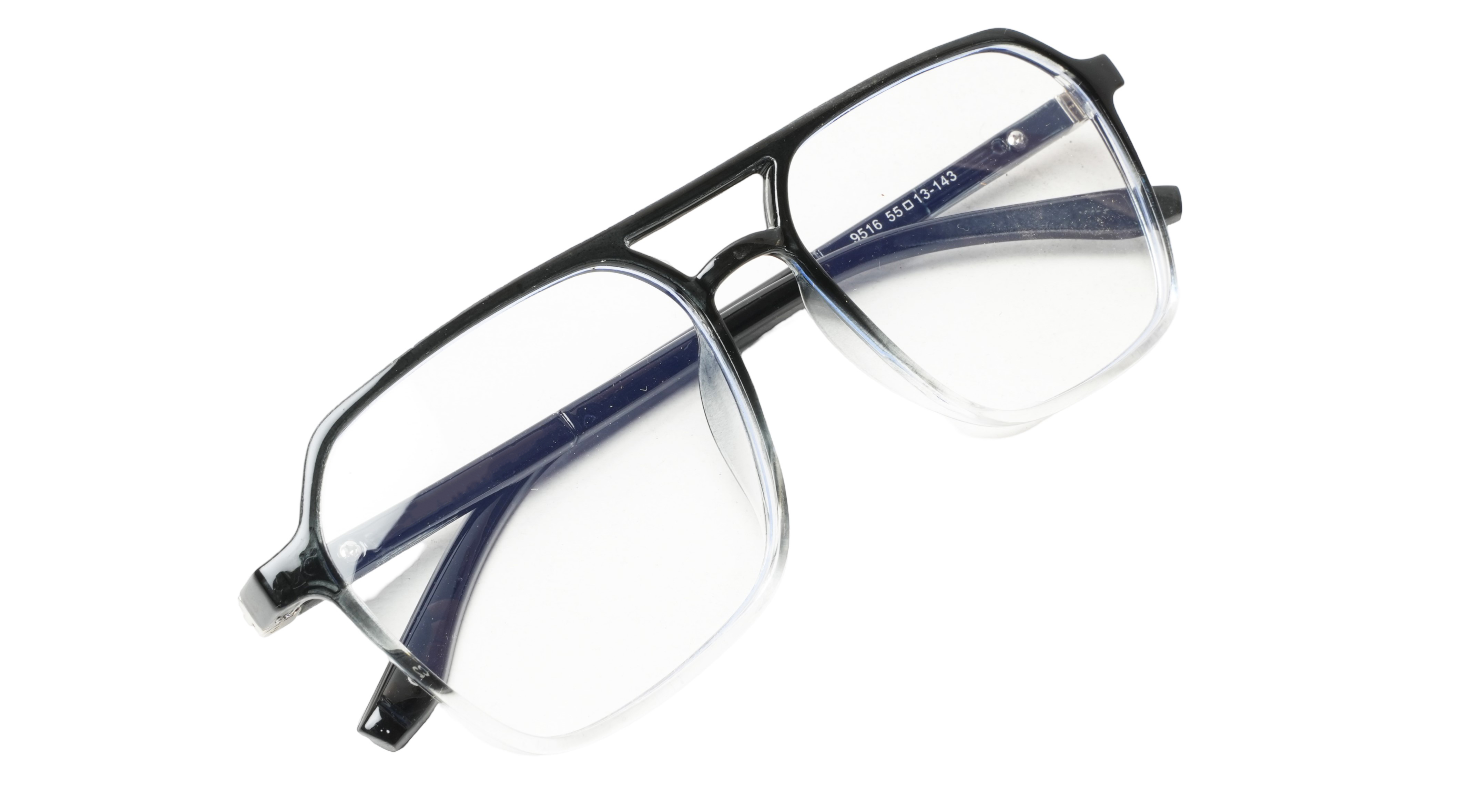 Soigné Unisex Oversized Square Spectacle Frame.Black&Transparent Frame