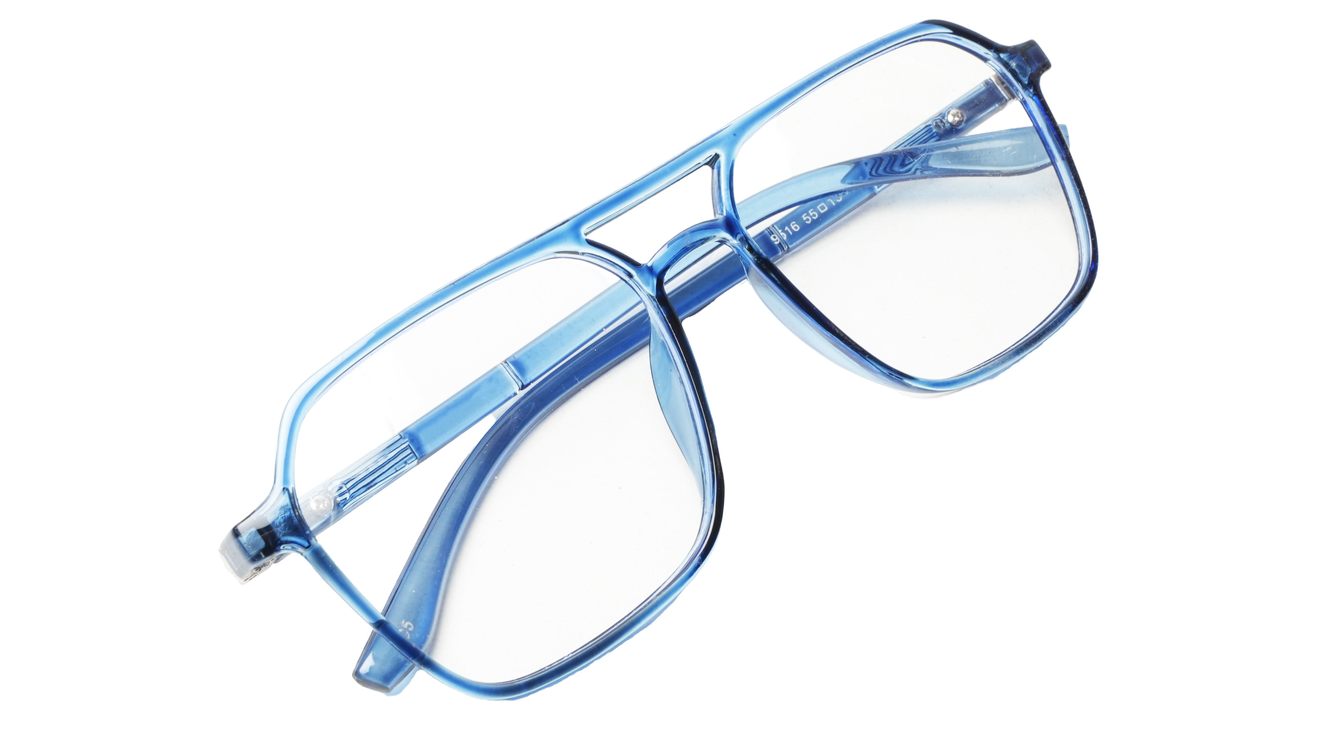 Soigné Unisex Oversized Square Spectacle Frame.Dark Blue