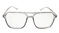 Soigné Unisex Oversized Square Spectacle Frame.See Through Gray Color