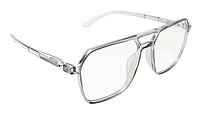 Soigné Unisex Oversized Square Spectacle Frame.See Through Gray Color
