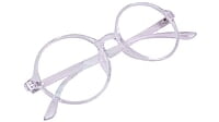 Soigné Unisex Round Large Spectacle Frames. Transparent Frame with Leather Pouch