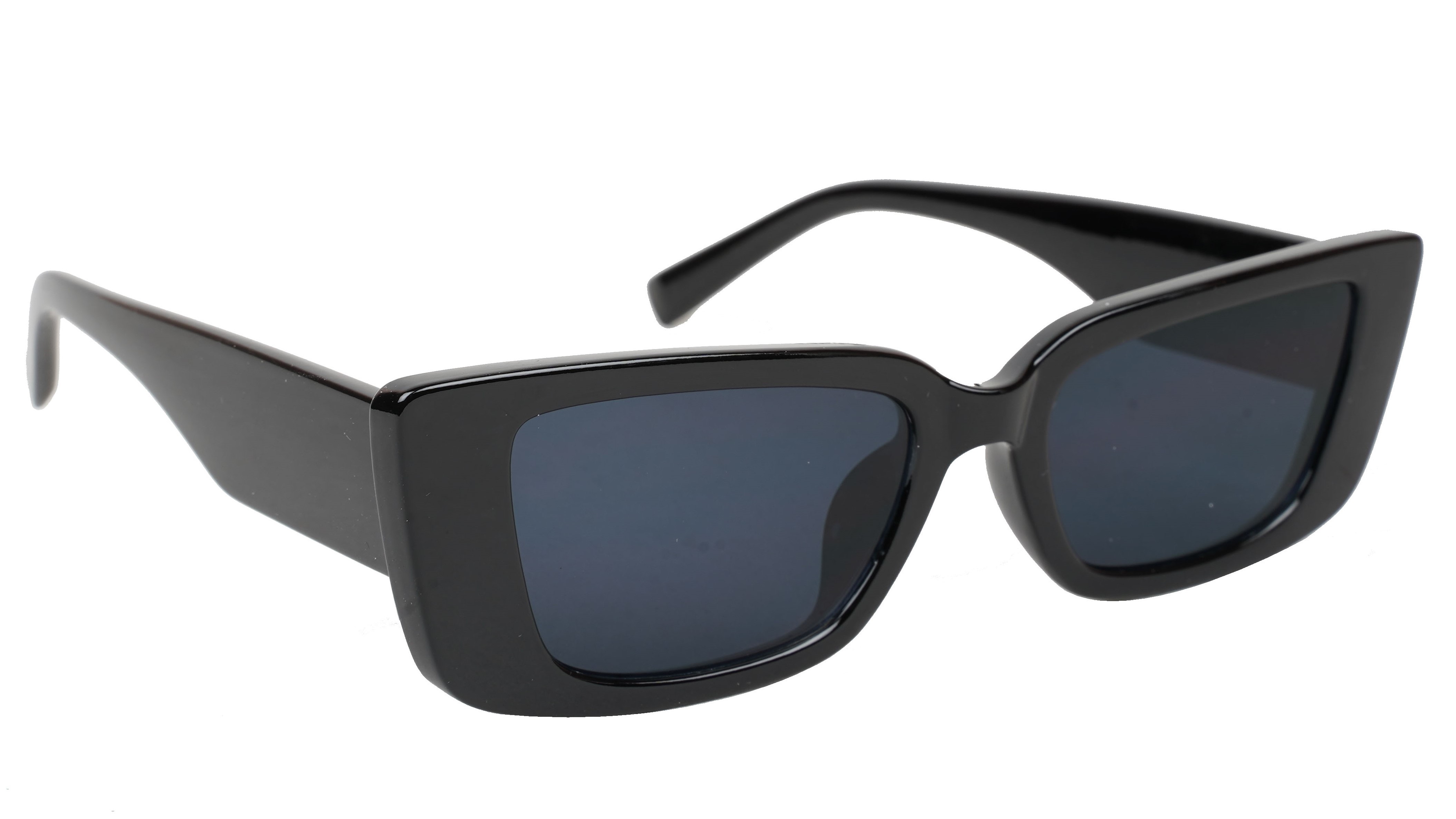 Female Large Rectangular Sunglasses. Black Frame