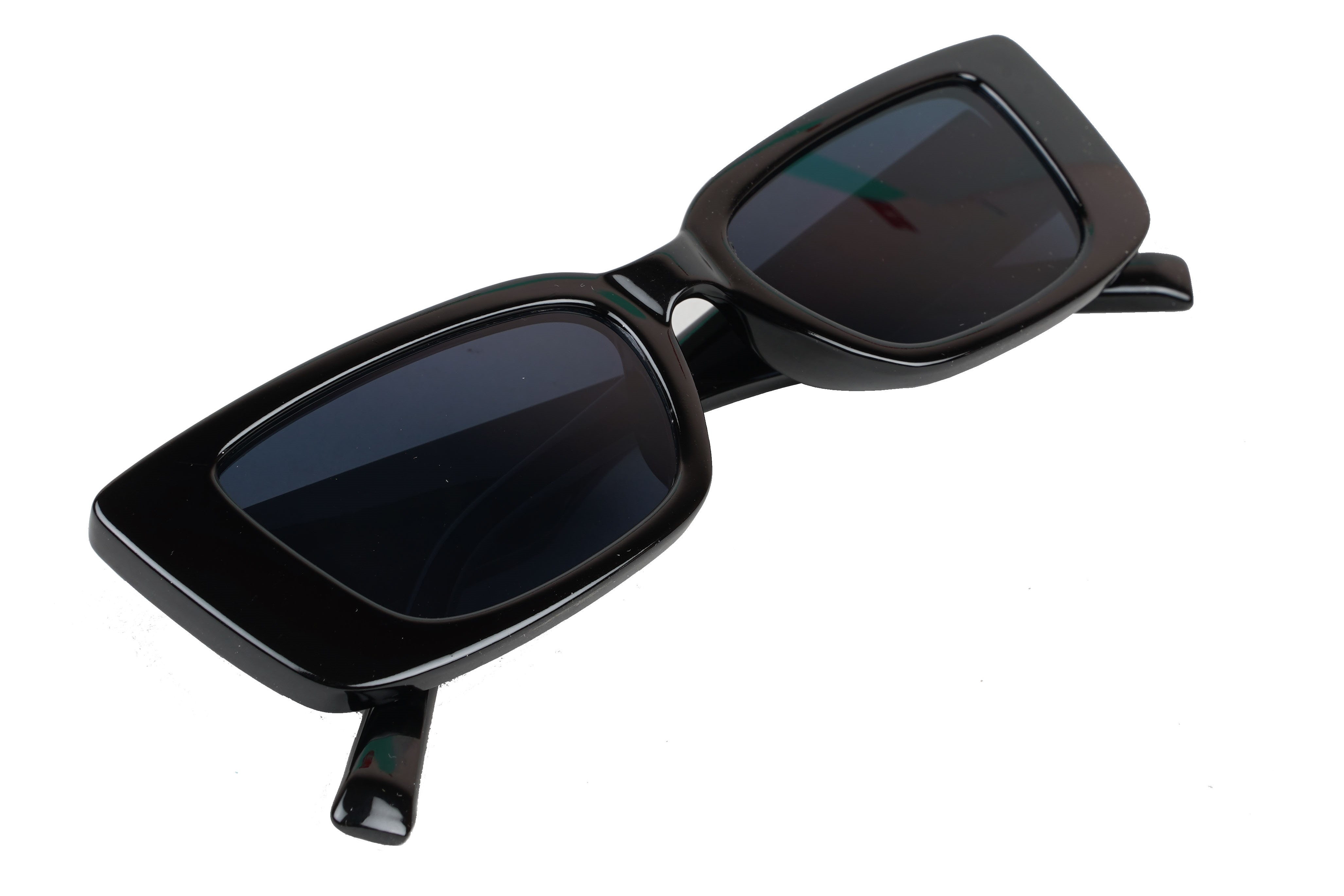 Female Large Rectangular Sunglasses. Black Frame