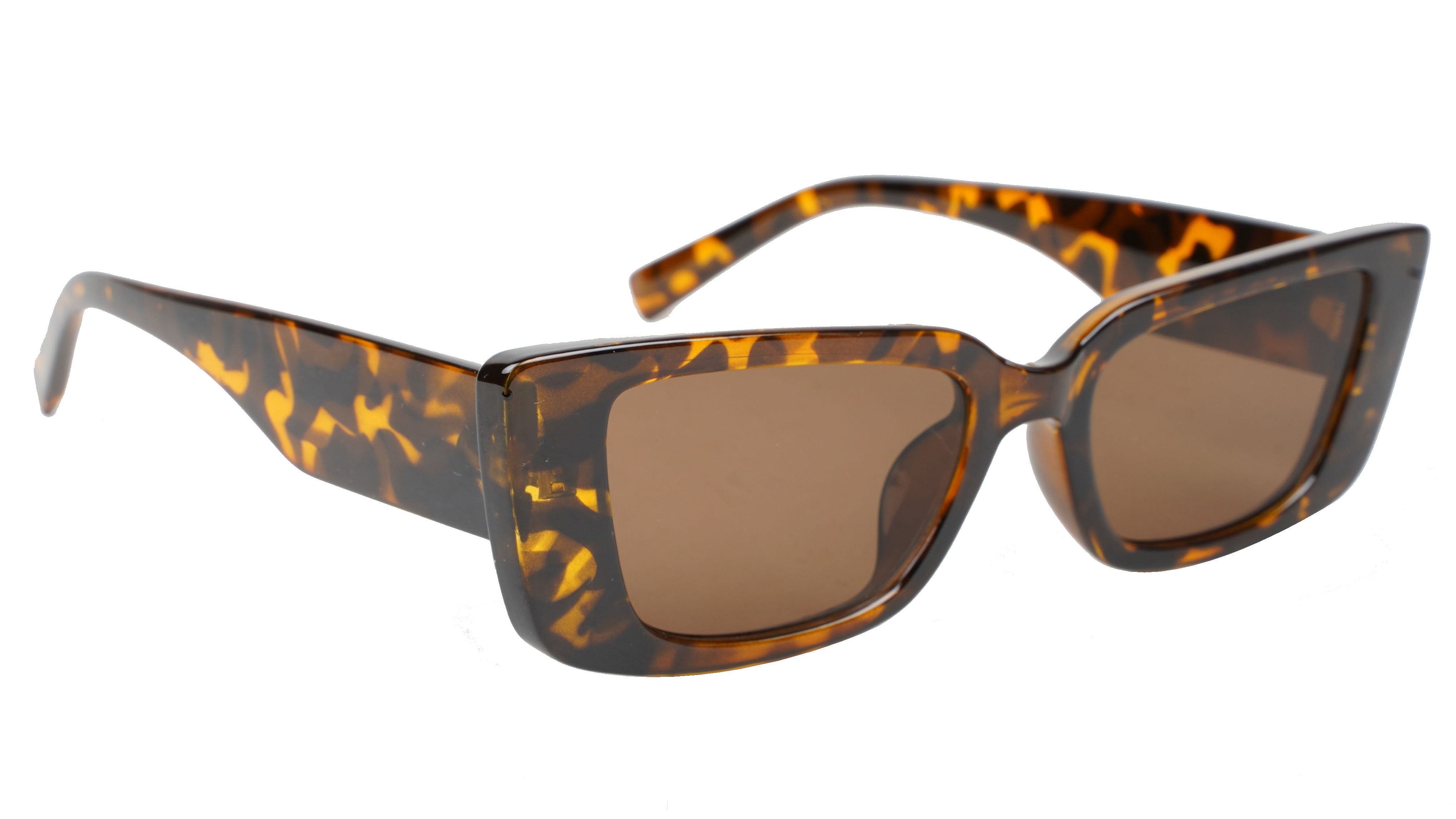 Female Large Rectangular Sunglasses. Tortoise Print Frame.