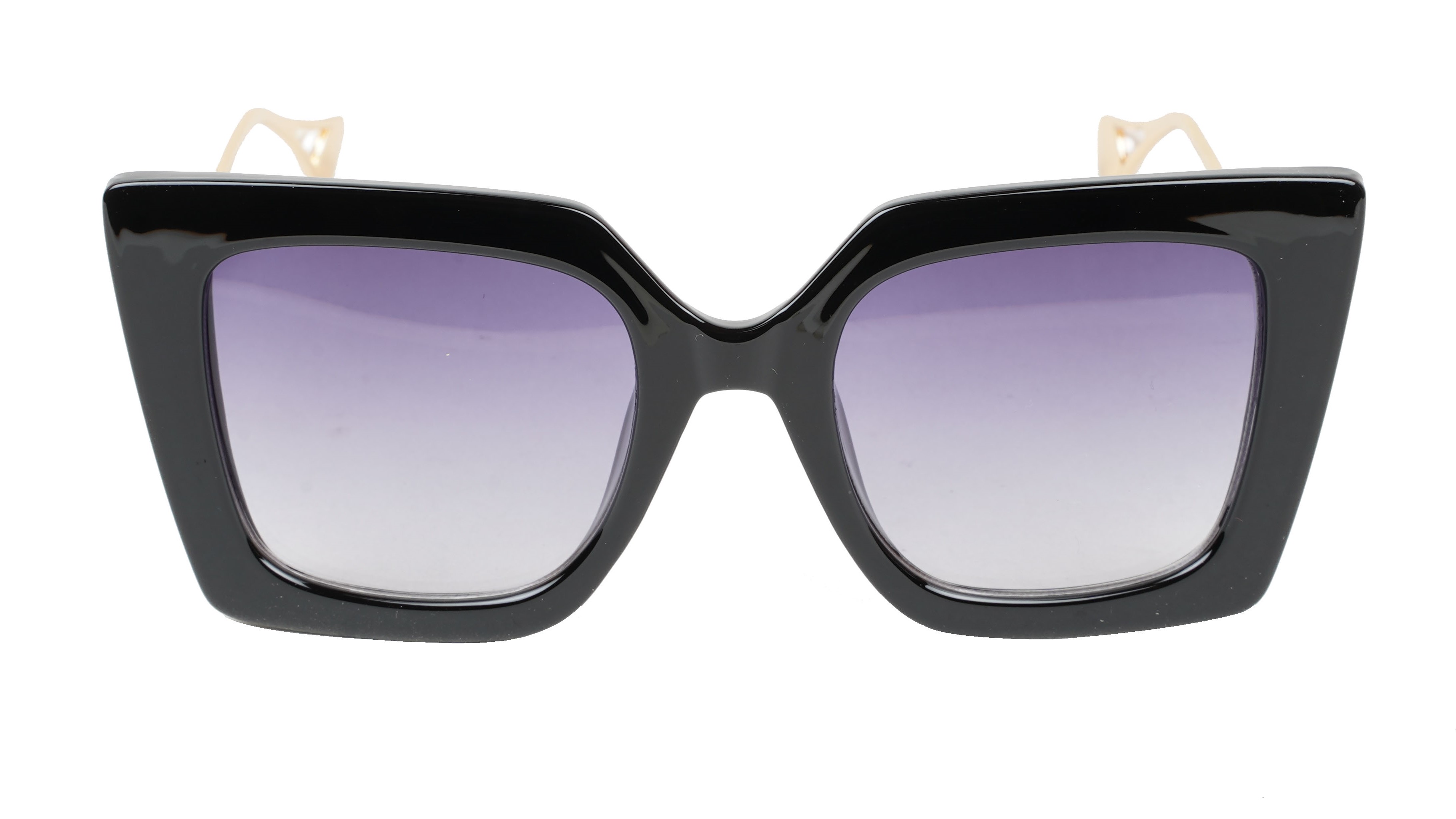 Female Oversized Thick Square Sunglasses. Black Rim