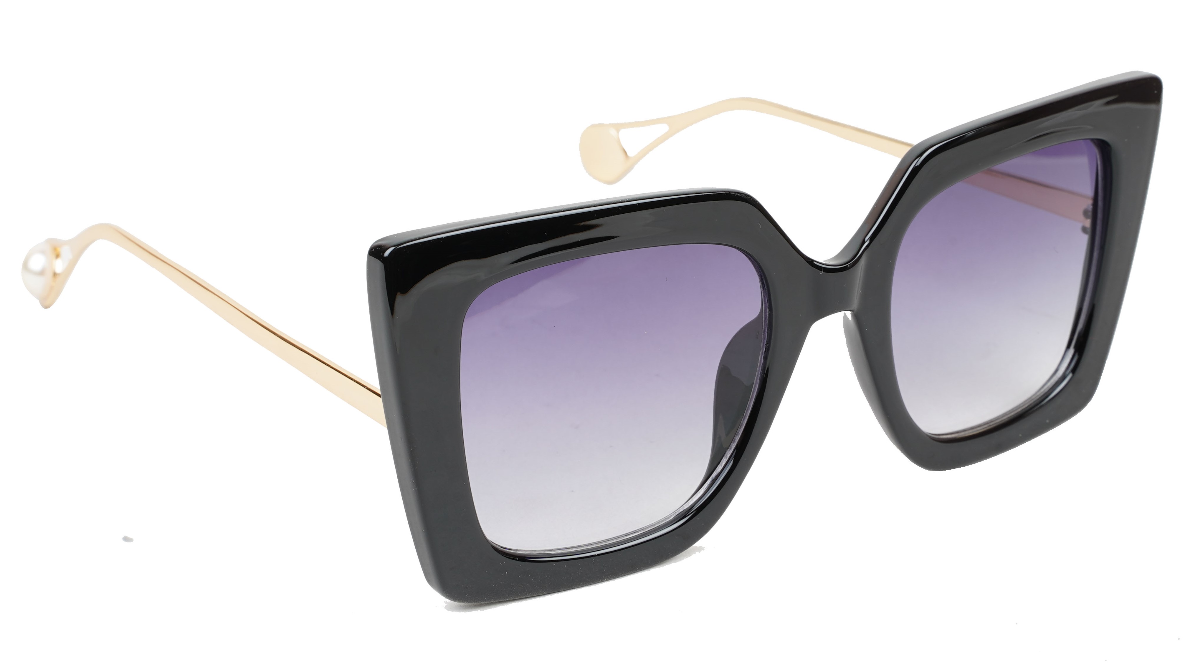 Female Oversized Thick Square Sunglasses. Black Rim