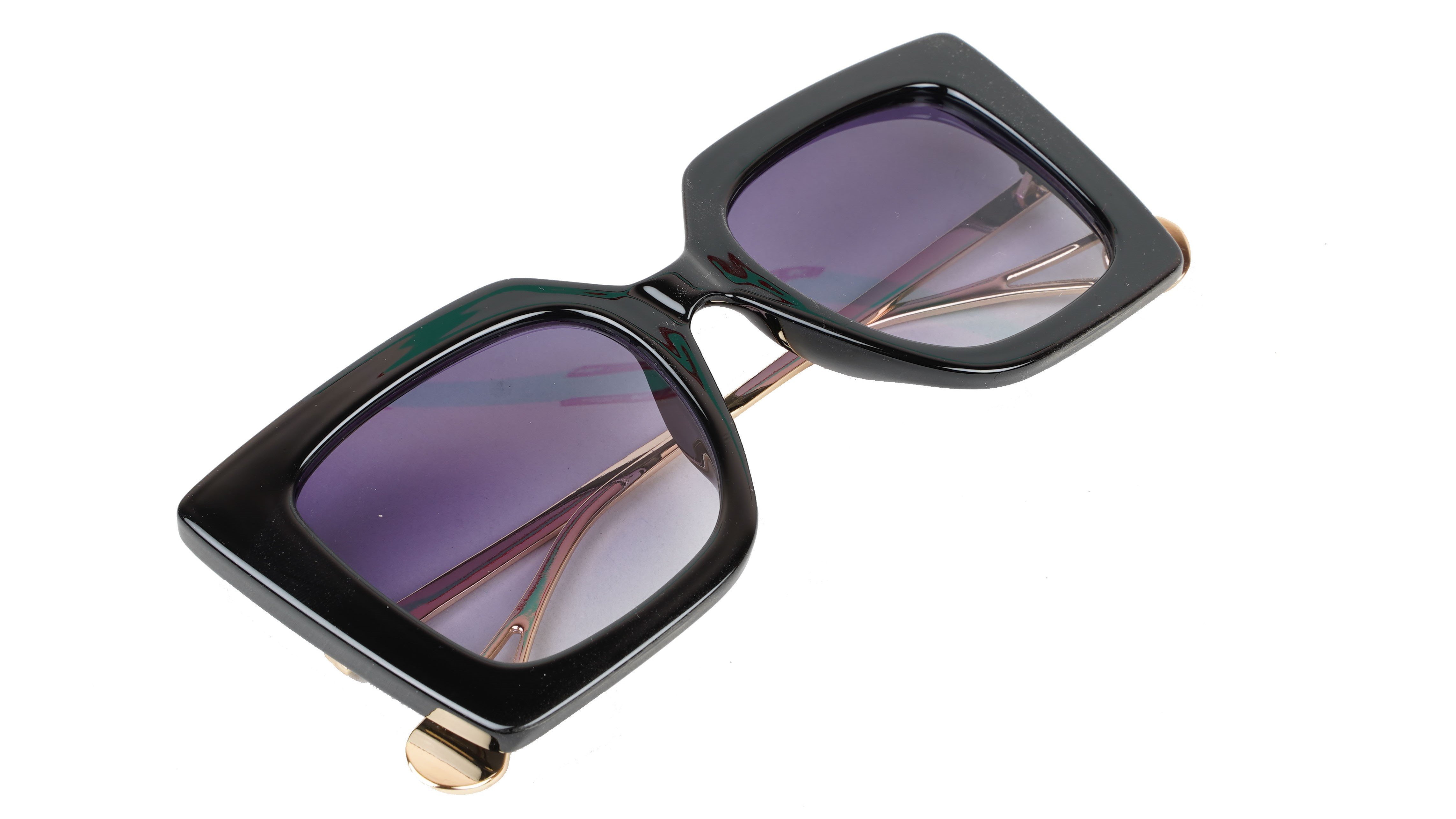 Female Oversized Thick Square Sunglasses. Black Rim