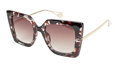 Female Oversized Square Sunglasses. Multi Color Rim. Golden Temple