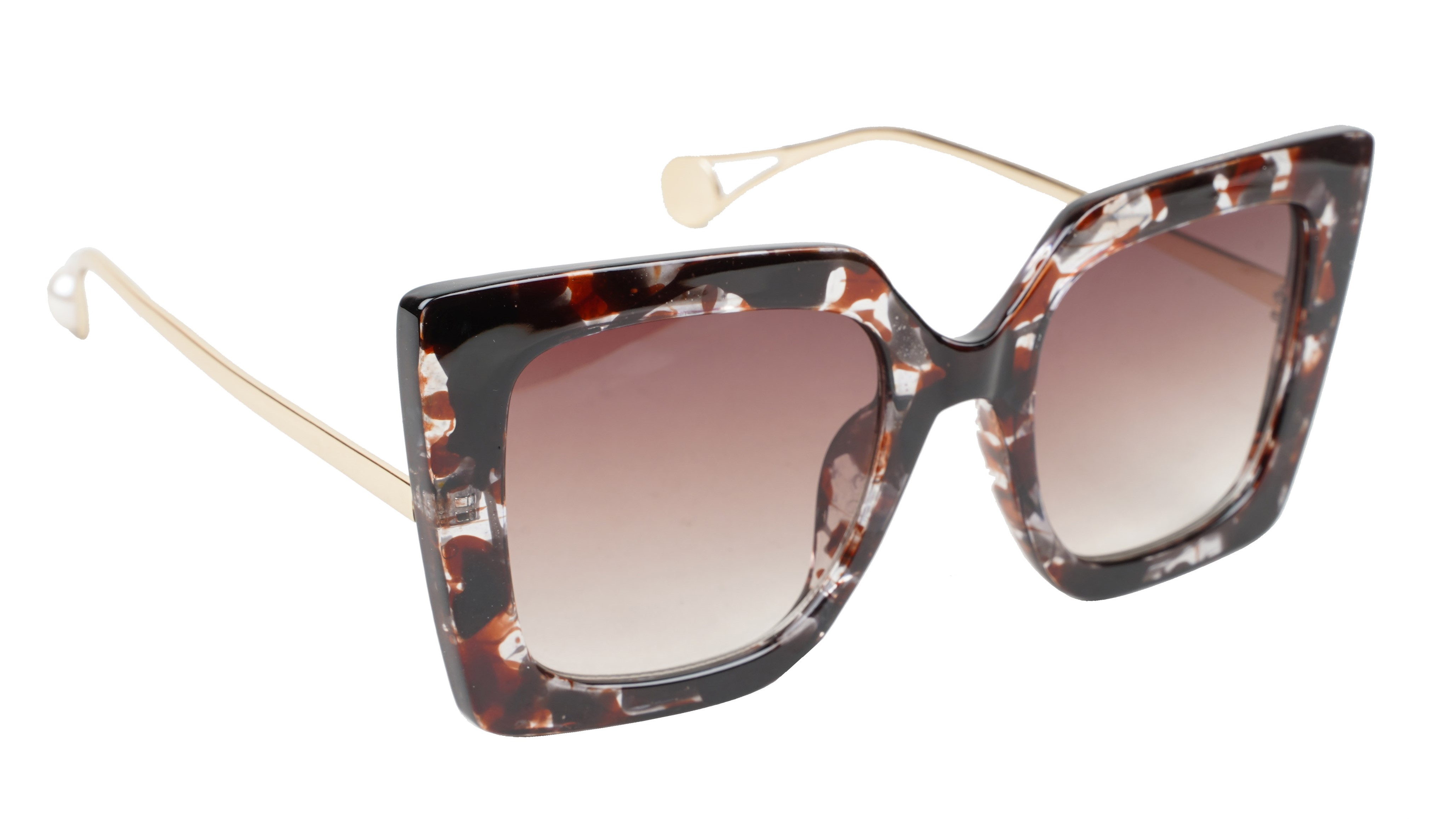 Female Oversized Square Sunglasses. Multi Color Rim. Golden Temple