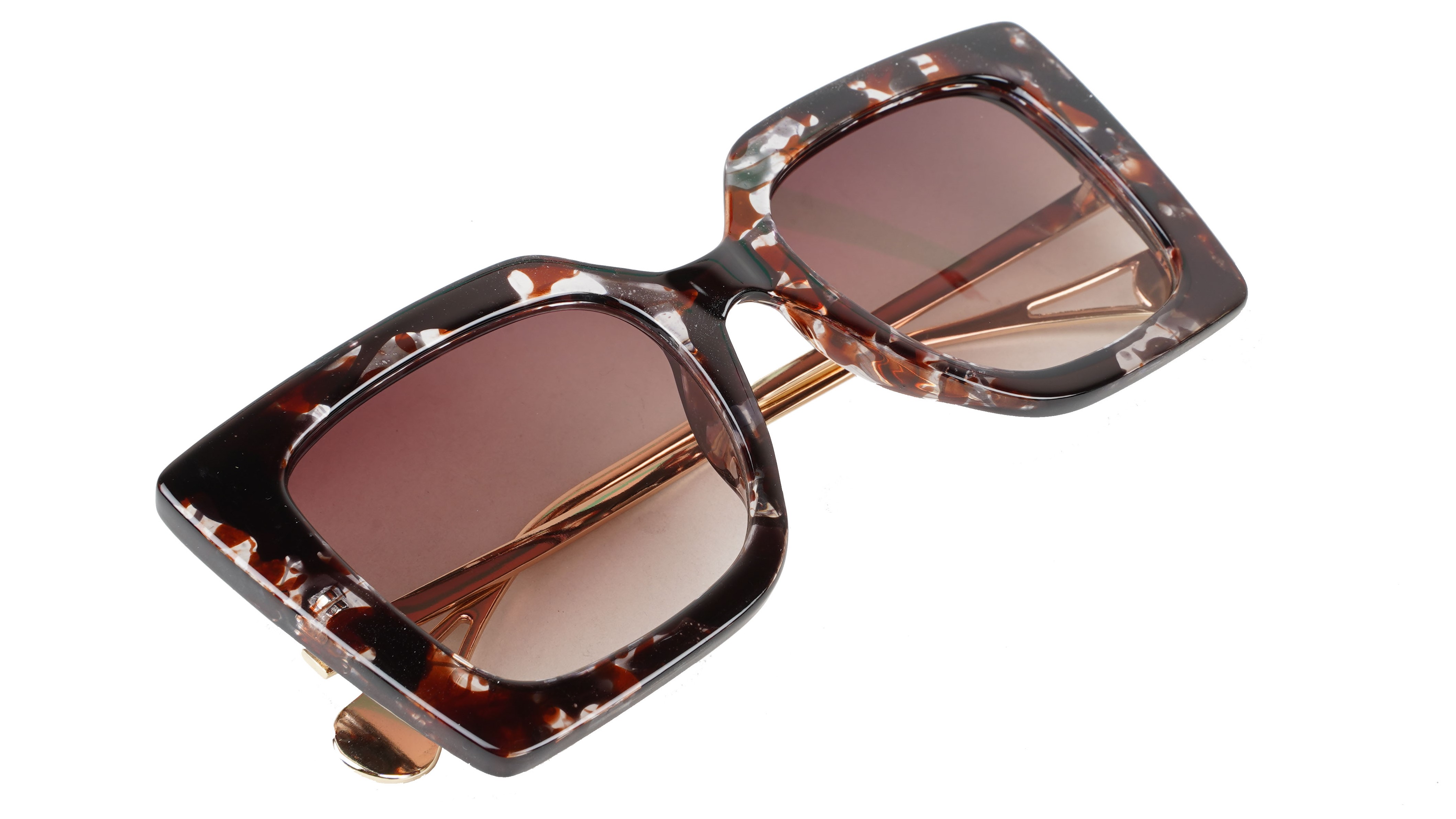 Female Oversized Square Sunglasses. Multi Color Rim. Golden Temple