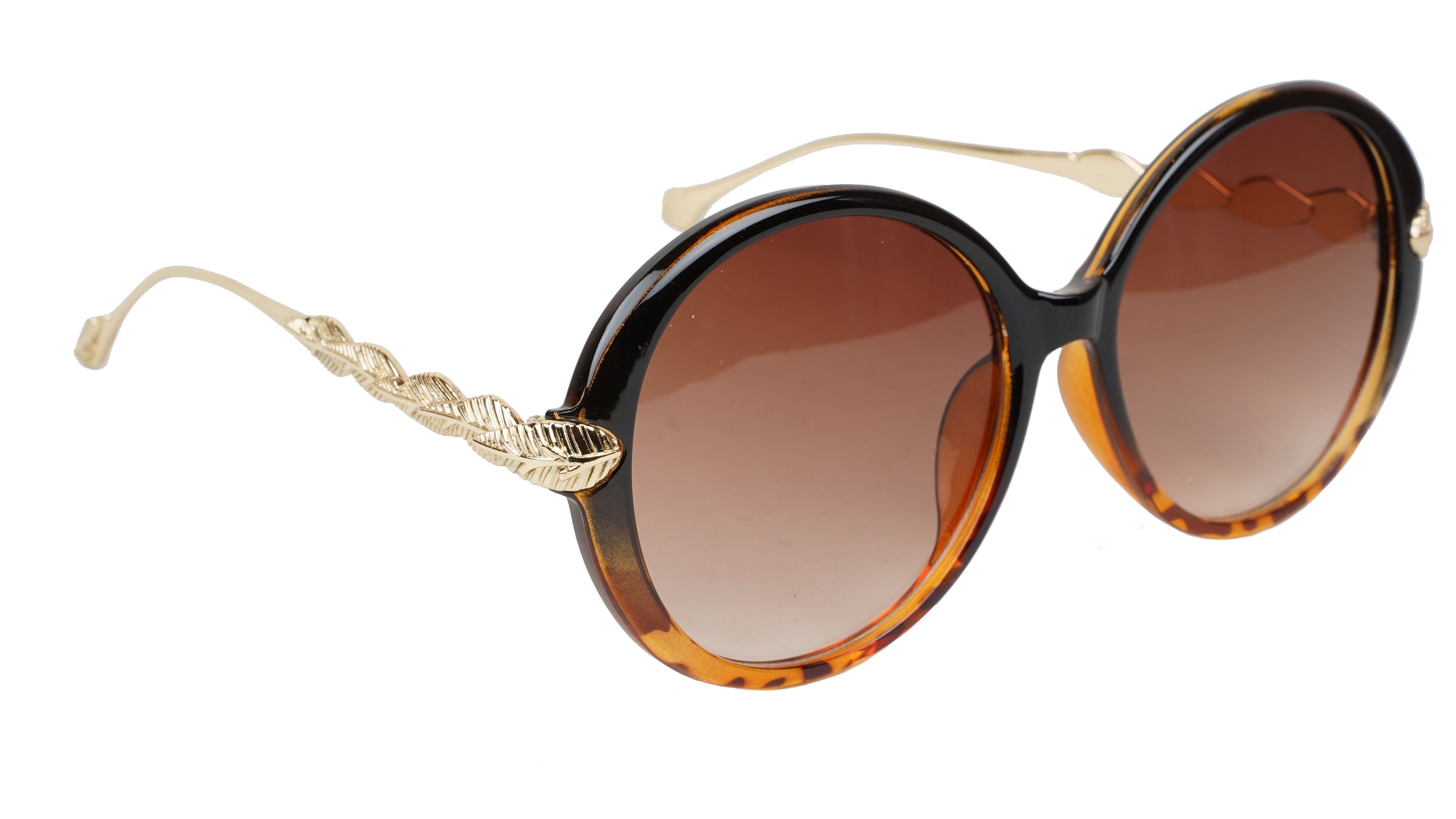 Female Oversized Round Sunglasses. Tortoise Print Rim