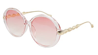 Female Oversized Round Sunglasses. Transparent Color Rim