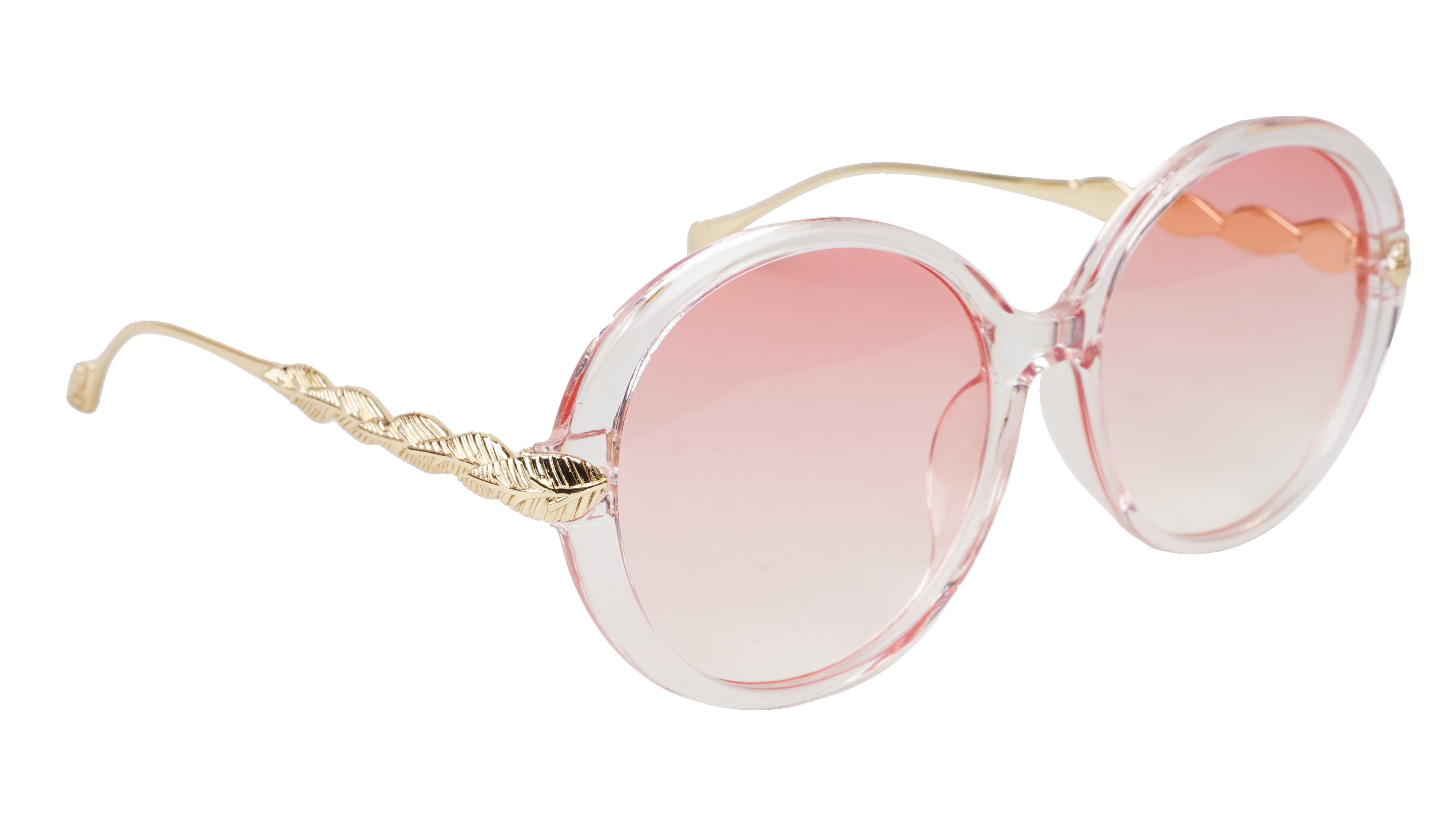 Female Oversized Round Sunglasses. Transparent Color Rim