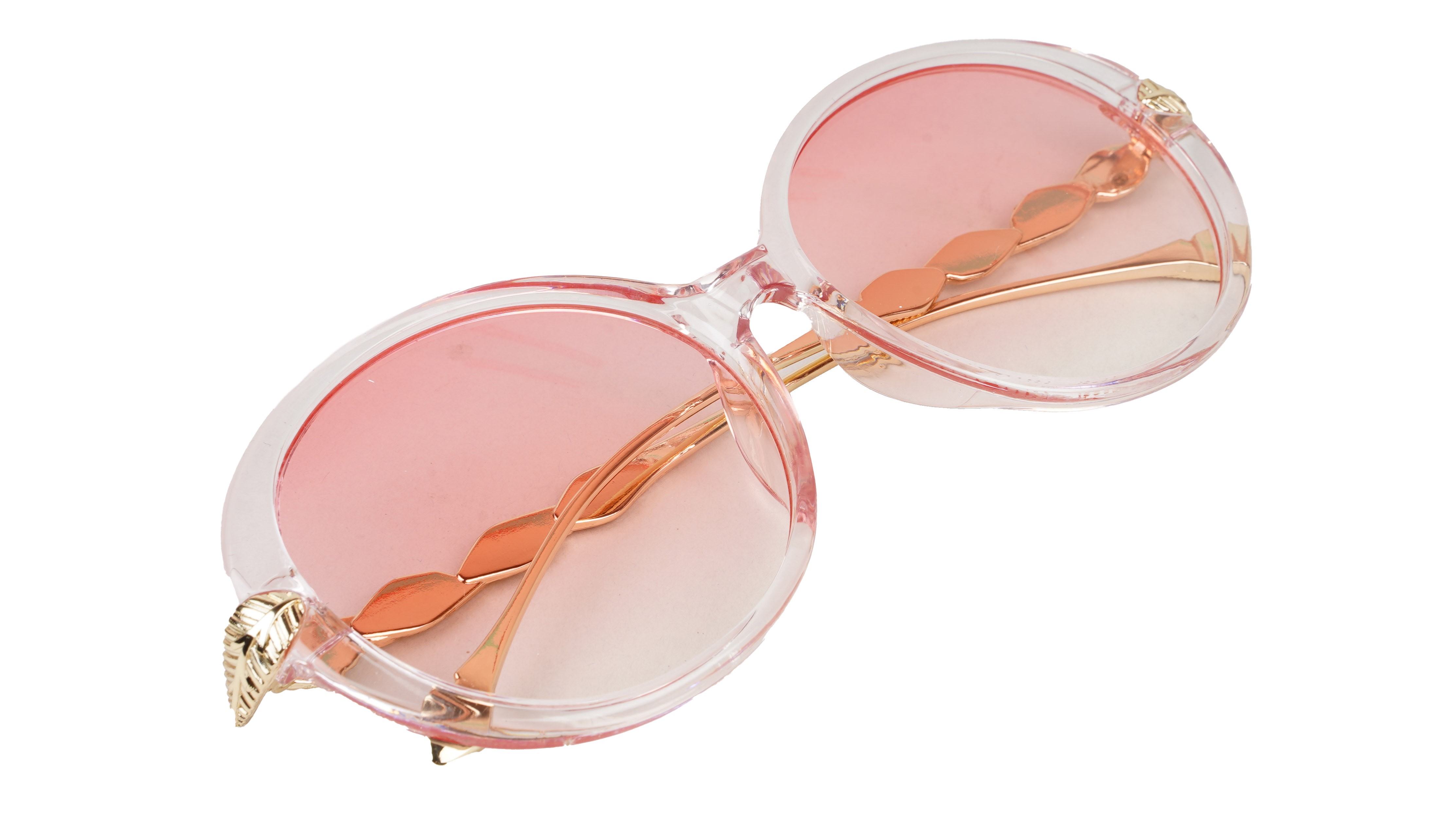 Female Oversized Round Sunglasses. Transparent Color Rim
