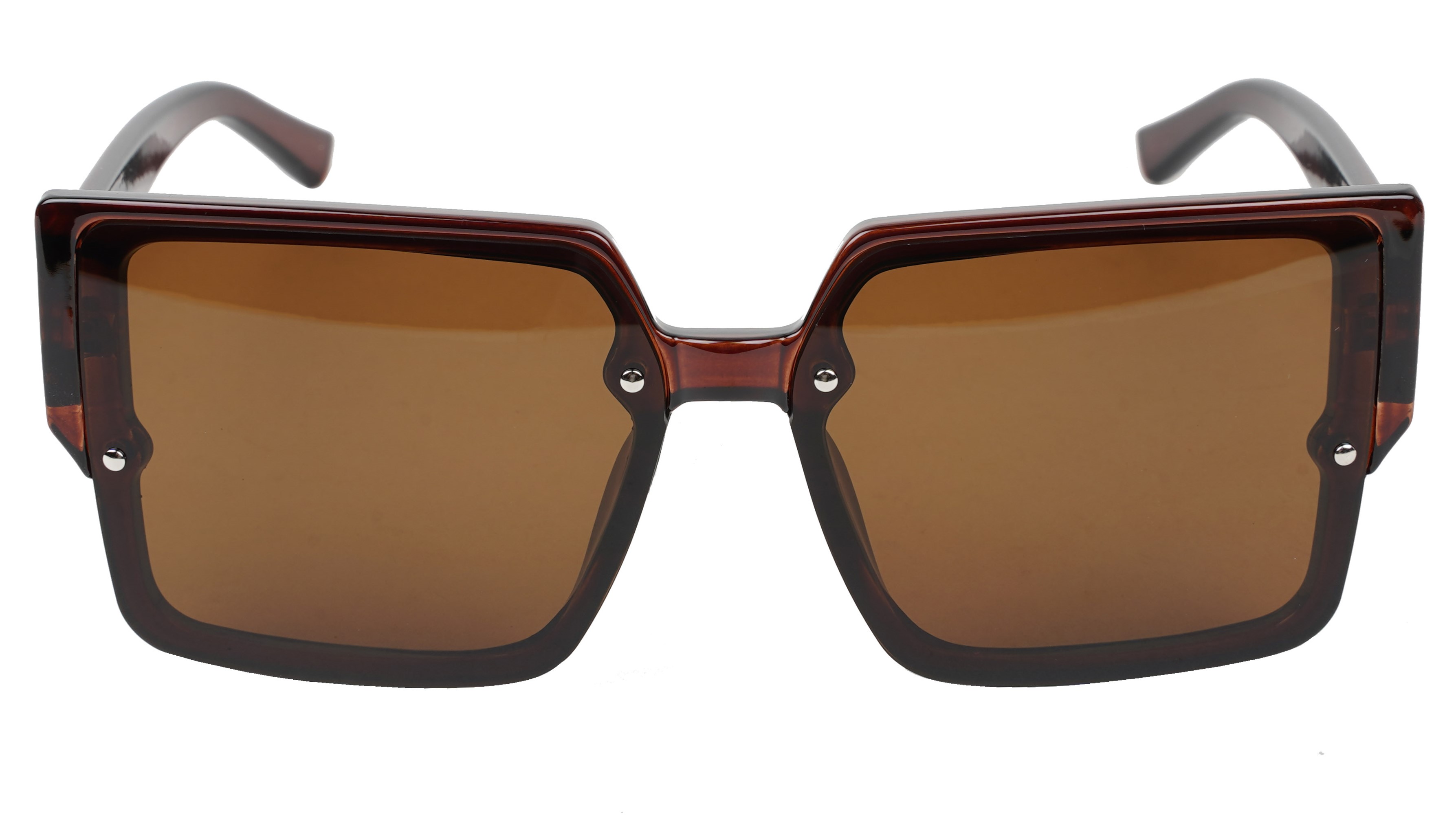 Female Oversized Square Sunglasses. Brown Color Frame