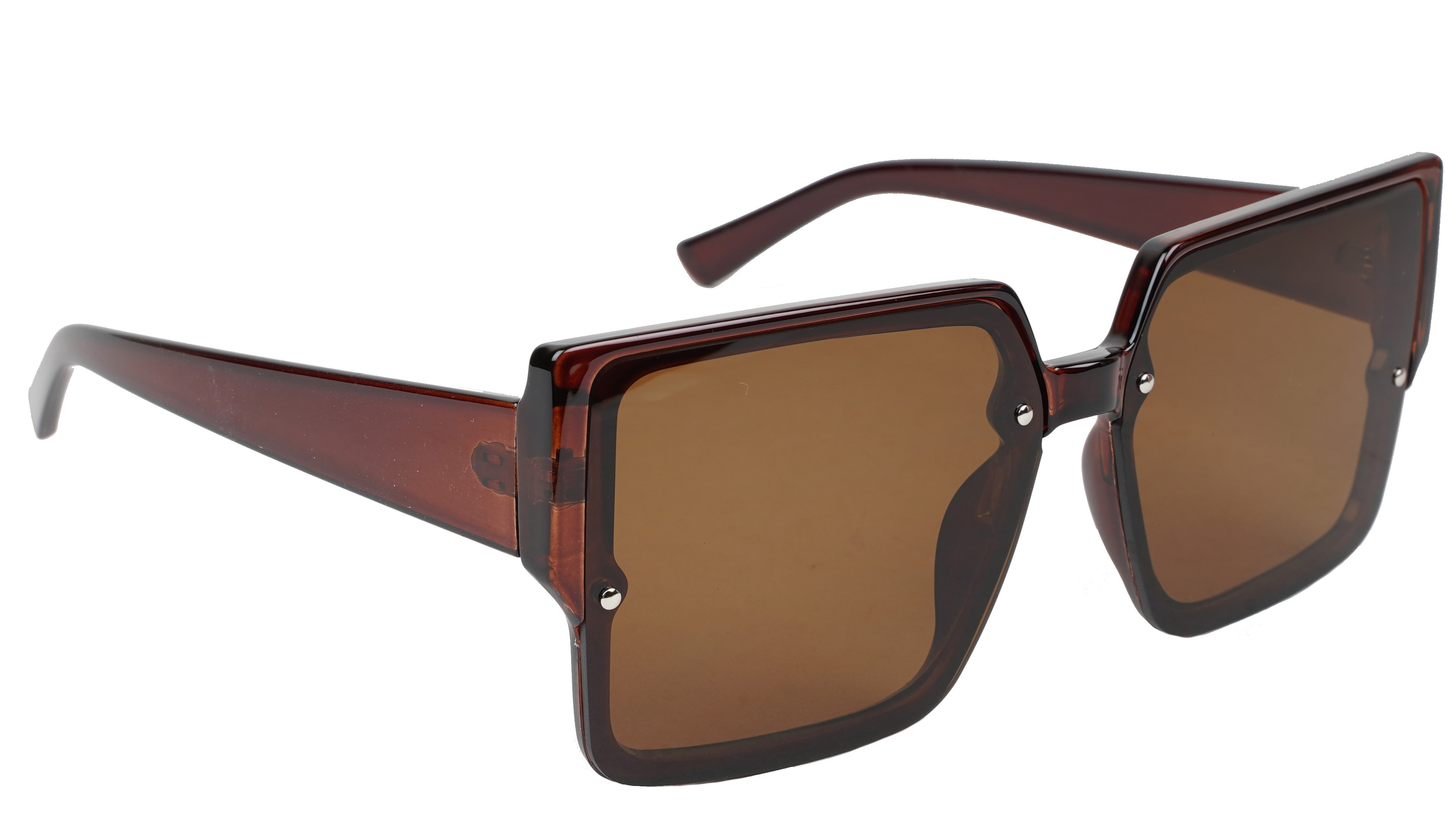 Female Oversized Square Sunglasses. Brown Color Frame