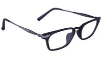 Unisex Rectangular Large Spectacle Frames. Matte Black Color Rim. Grey Color Metal Temple. Unisex Rectangular Large Spectacle Frames. Matte Black Color Rim. Grey Color Metal Temple.