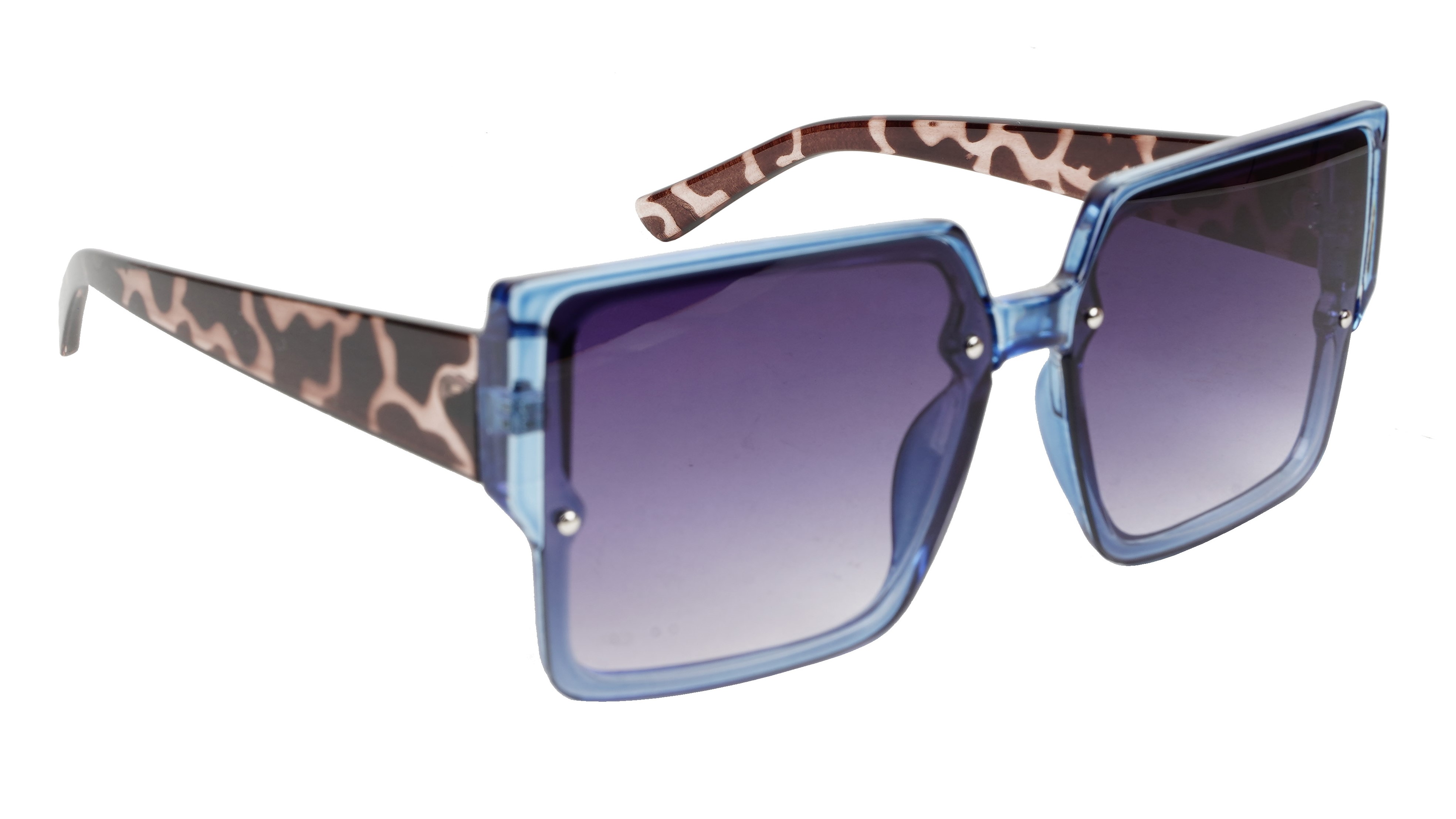 Female Oversized Square Sunglasses. Dark Blue Color Rim