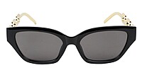 Female Large Cat Eye Sunglass. Black Rim. Golden Temple. Female Large Cat Eye Sunglass. Black Rim. Golden Temple.