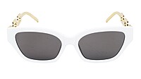 Female Large Cat Eye Sunglass. White Rim. Golden Temple. Female Large Cat Eye Sunglass. White Rim. Golden Temple.