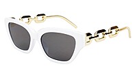 Female Large Cat Eye Sunglass. White Rim. Golden Temple. Female Large Cat Eye Sunglass. White Rim. Golden Temple.