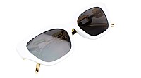 Female Large Cat Eye Sunglass. White Rim. Golden Temple. Female Large Cat Eye Sunglass. White Rim. Golden Temple.