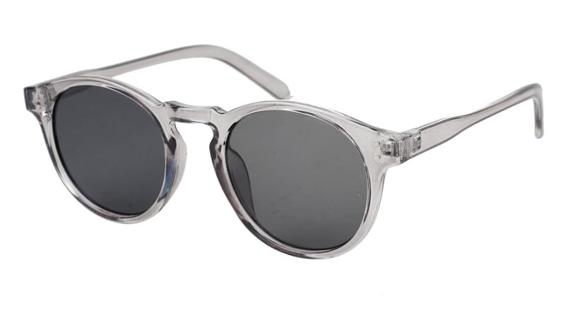 Unisex Medium Round Sunglass. See Through Grey Frame. Unisex Medium Round Sunglass. See Through Grey Frame.