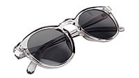 Unisex Medium Round Sunglass. See Through Grey Frame. Unisex Medium Round Sunglass. See Through Grey Frame.