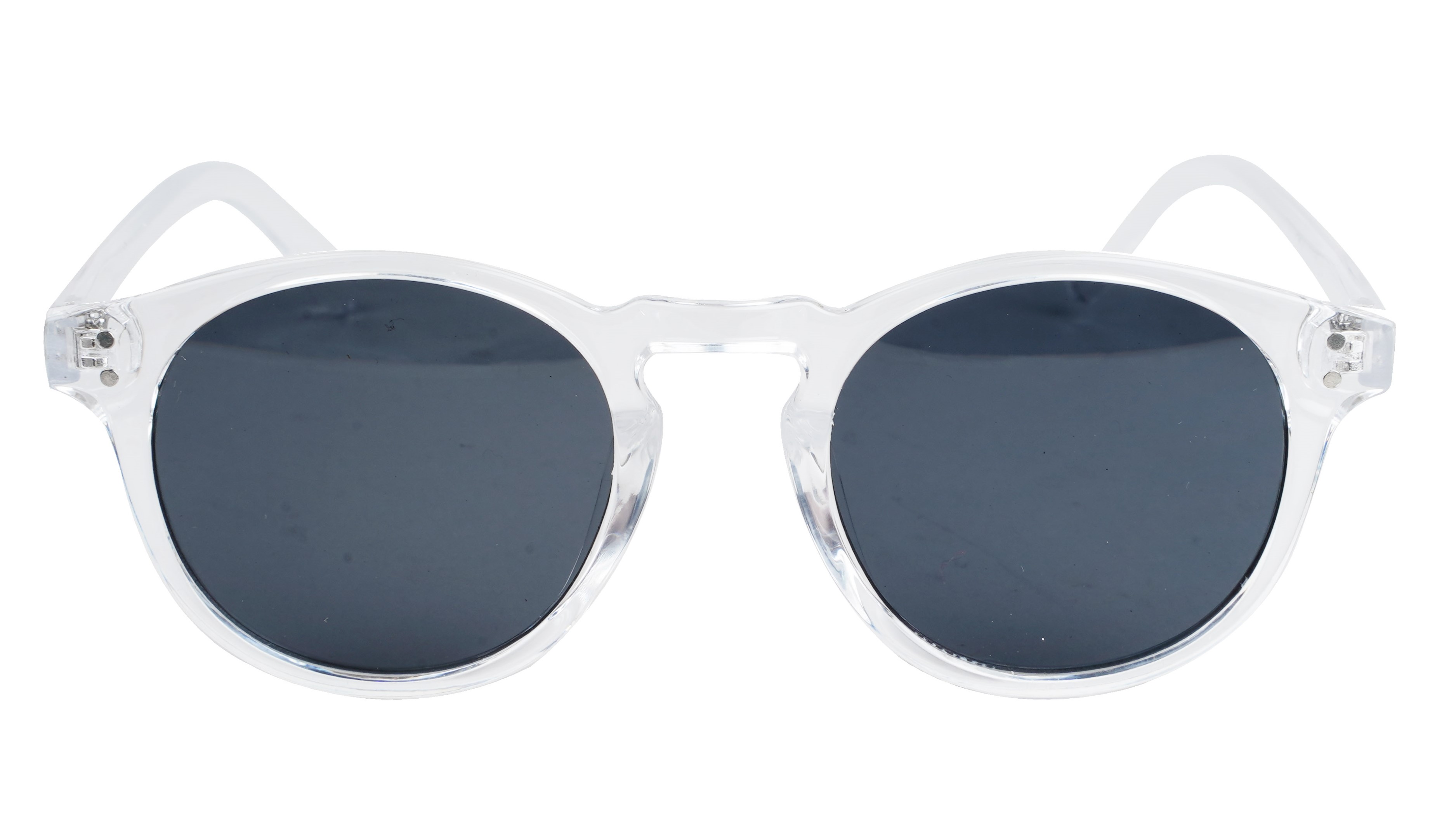 Unisex Medium Round Sunglass. Transparent Frame.