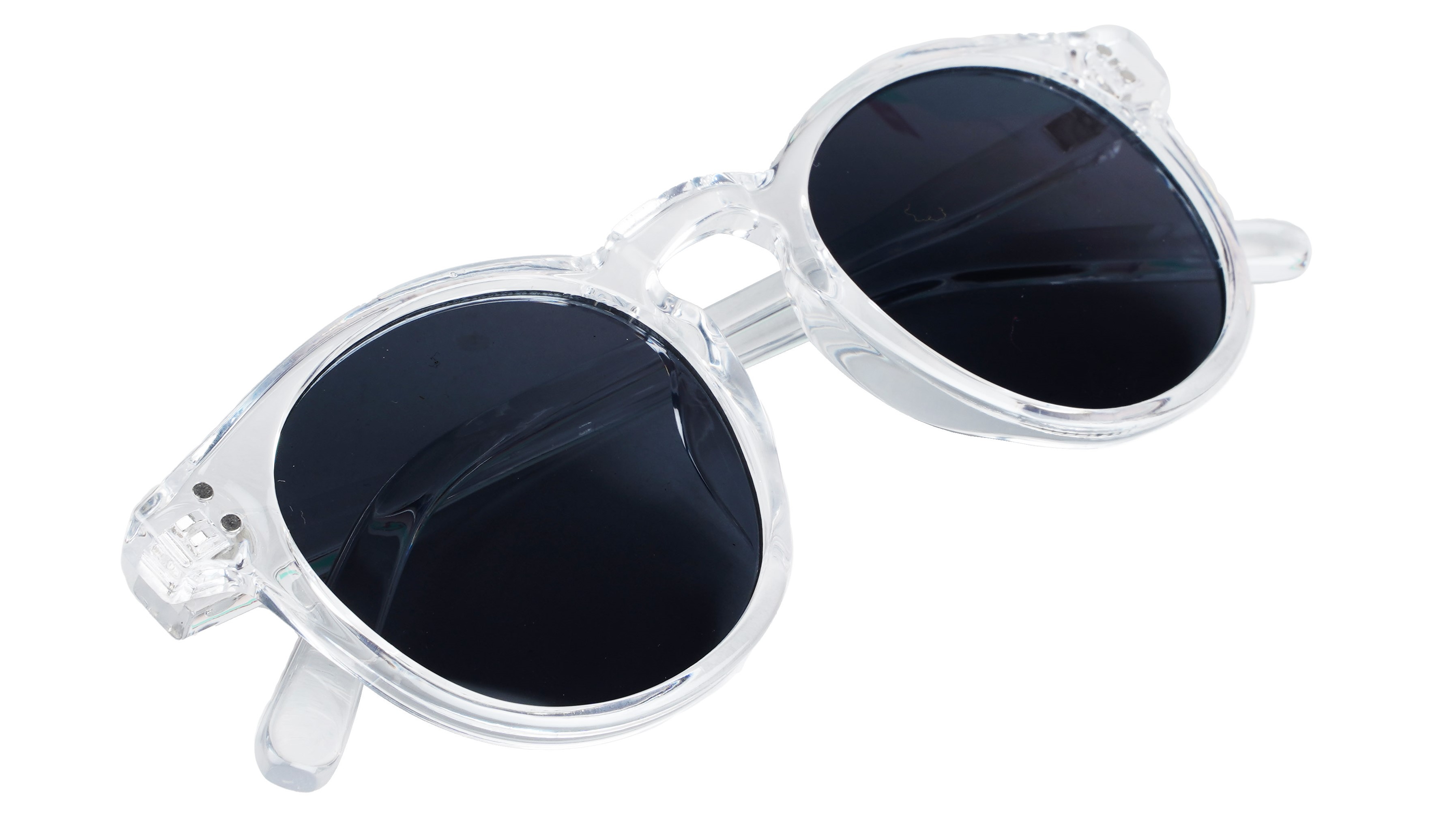 Unisex Medium Round Sunglass. Transparent Frame.