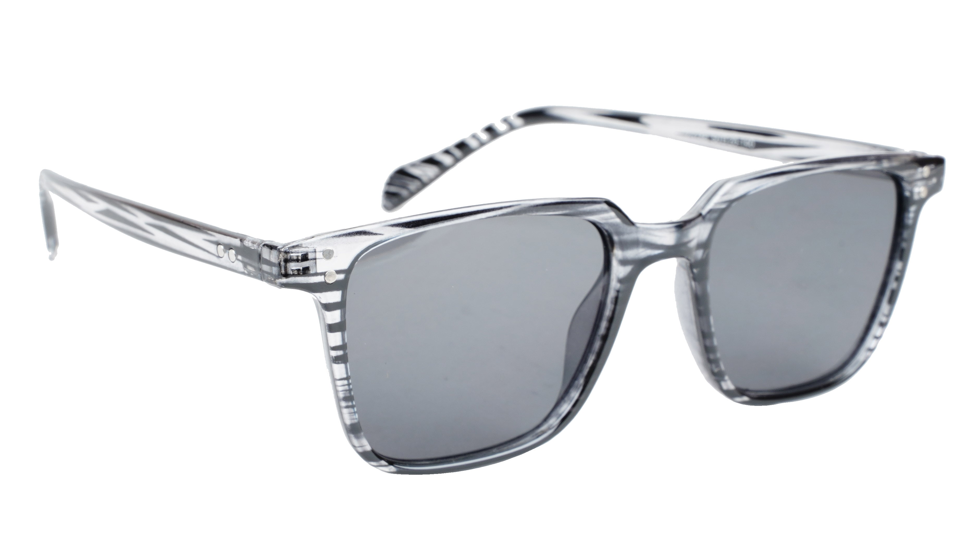 Unisex Medium Square Sunglasses. Black & Transparent Frame.