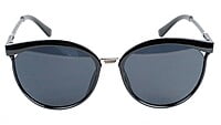 Female Oversized Round Sunglasses. Glossy Black Frame