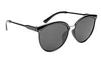Female Oversized Round Sunglasses. Glossy Black Frame