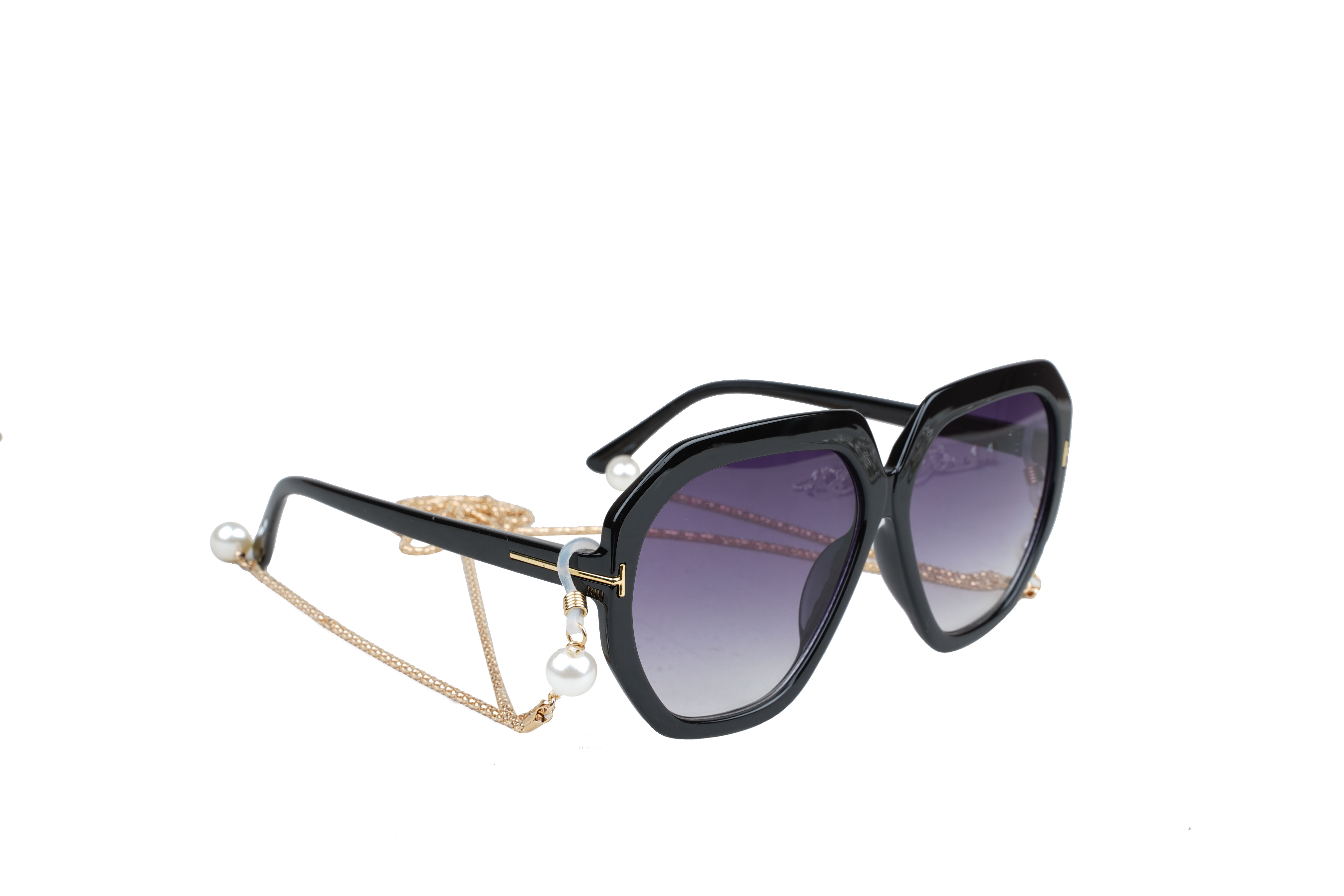 Soigné Female Medium Rimless Cat Eye Spectacle Frame. with Golden ChainRed with